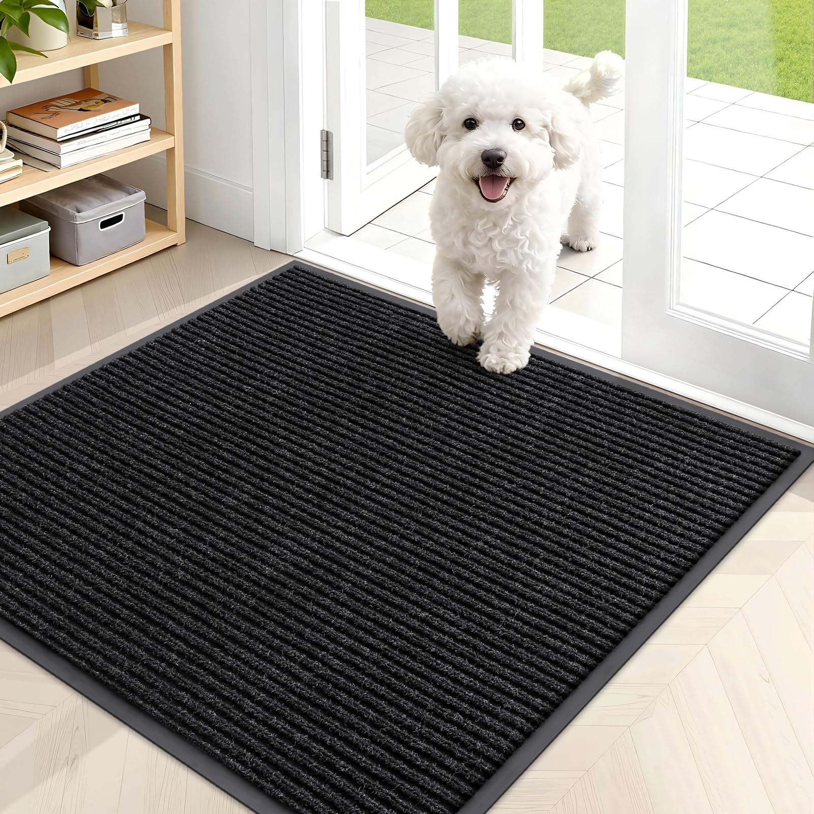 OLANLY Front Door Mat Indoor Outdoor Entrance, Waterproof Heavy Duty Doormat, Fade Resistant, Low Profile, Easy Clean Patio Porch Welcome Floor Mats for Entry, 29.5x17, Grey