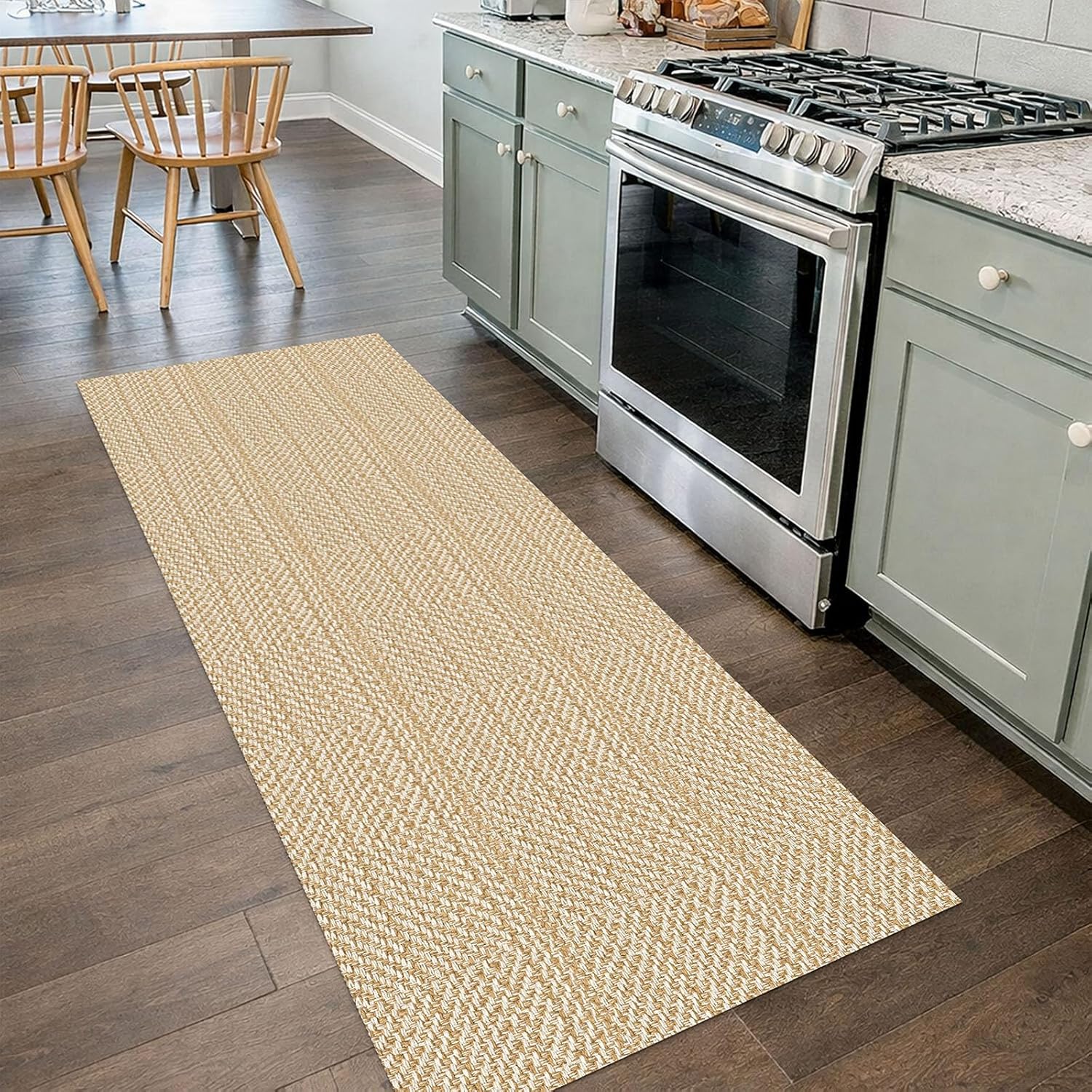 IOHOUZE Small Area Rug 2x3 Washable Woven Rugs for Entryway Non Slip Rubber Backed Kitchen Rugs Indoor Outdoor Doormat Throw Rug Floor Carpet for Entrance Front Door, Orange/Tan/Brown