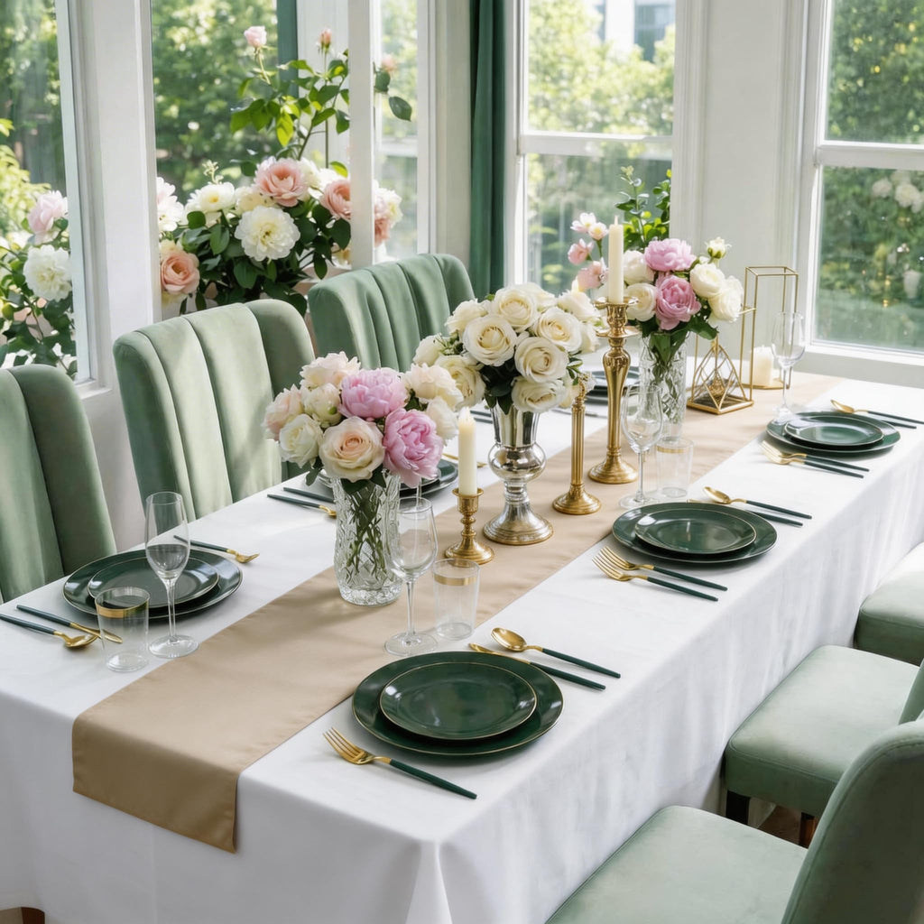 DaYammi 150Pcs Gold Plastic Plates with Disposable Silverware,White Gold Disposable Dinnerware Set - 30 Dinner Plate,30 Dessert Plate,90 Gold Cutlery with White Handles,Fancy Plates for Party Wedding