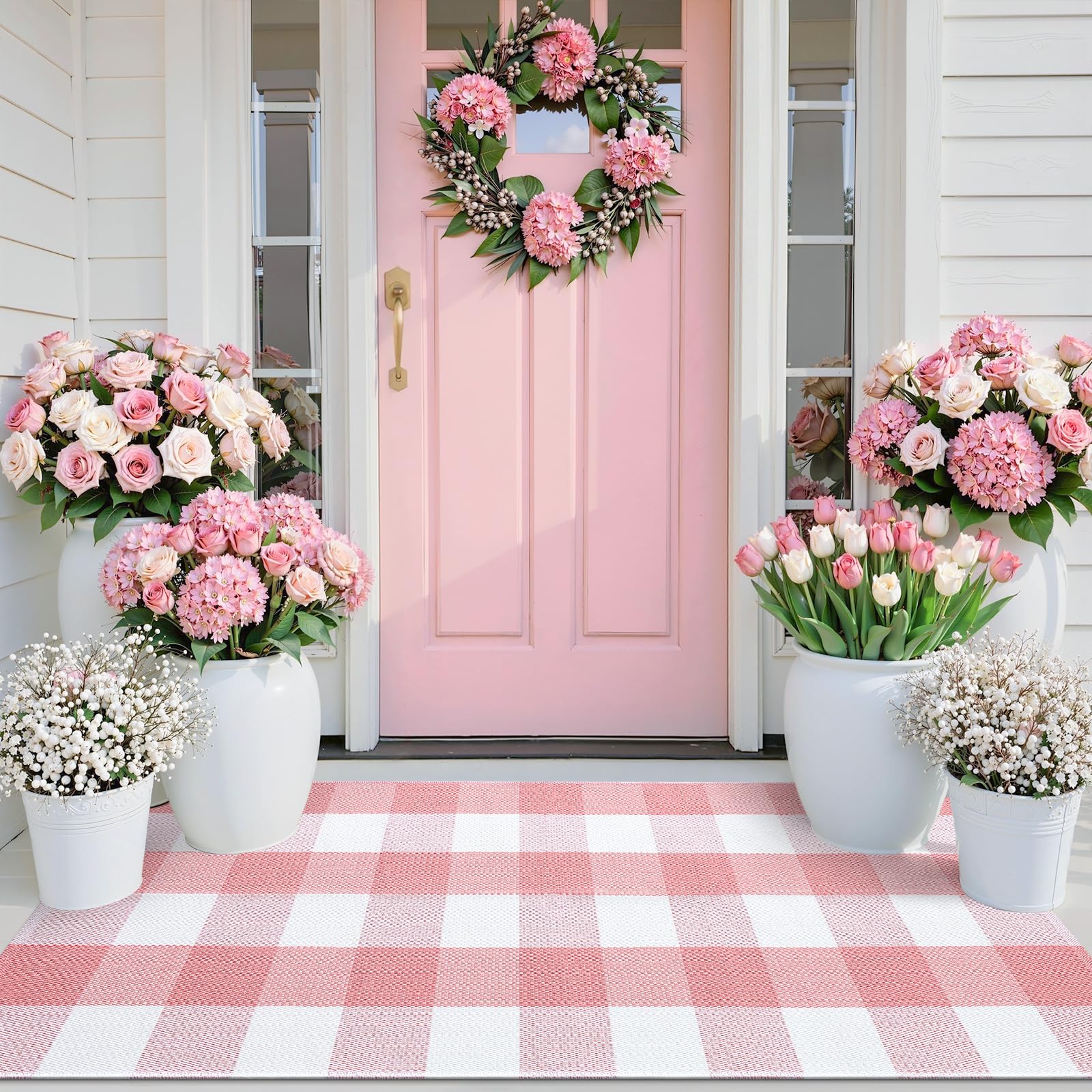 OLANLY Black and White Striped Rug 2'4" x 3'7" (27.5" x 43") – Washable Cotton Indoor Outdoor Doormat for Front Door, Entryway, Kitchen, Porch, Patio Decor