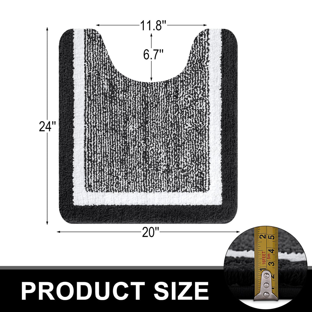 OLANLY Bathroom Rugs Sets 3 Piece, Soft Absorbent Microfiber Bath Mats and U-Shaped Contour Toilet Rug, Home Decor Accessories, Non-Slip, Bath Mat Set for Bathroom (30"x20"+24"x16"+24"x20", Grey)