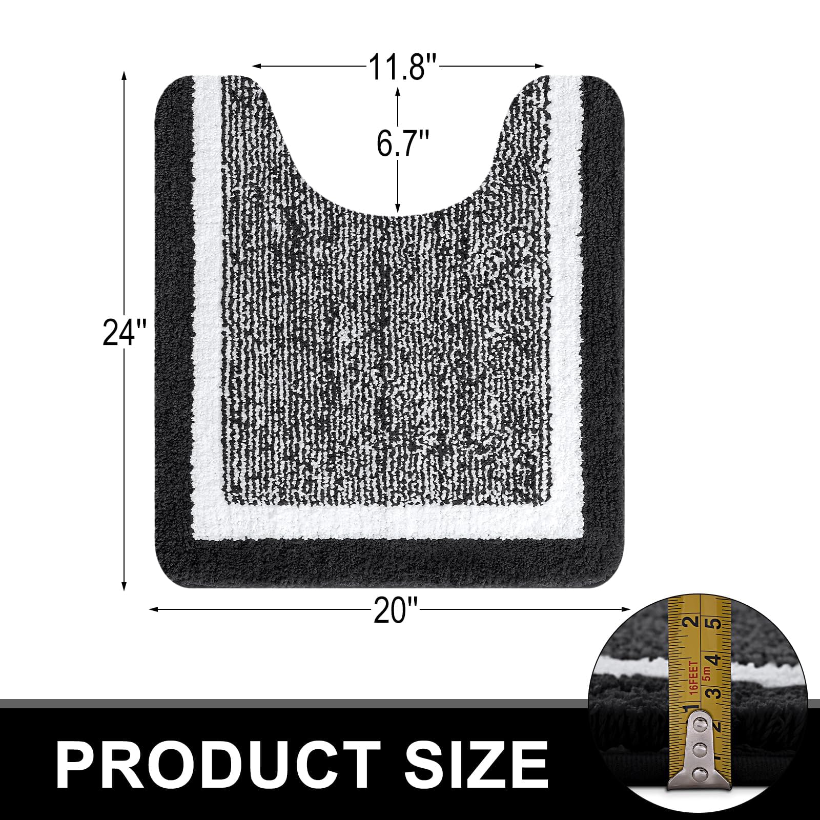 OLANLY Bathroom Rugs Sets 3 Piece, Soft Absorbent Microfiber Bath Mats and U-Shaped Contour Toilet Rug, Home Decor Accessories, Non-Slip, Bath Mat Set for Bathroom (30"x20"+24"x16"+24"x20", Grey)