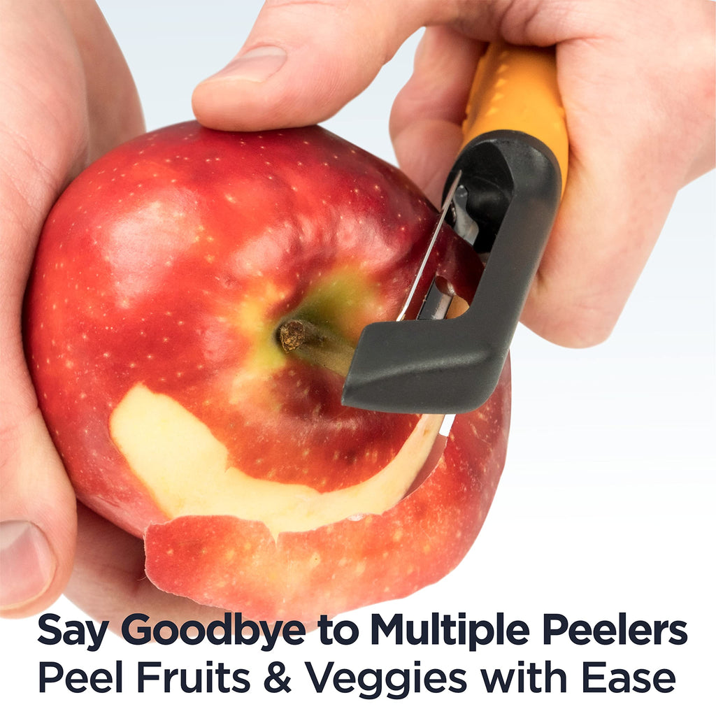 Deiss PRO Swivel Vegetable Peeler - Sharp Stainless Steel Peeler With Easy Non-Slip Hand Grip, Potato Peelers For Kitchen, Fruit, Carrot, Apple, Veggie, Kiwi, Durable, And Dishwasher Safe (ORANGE)