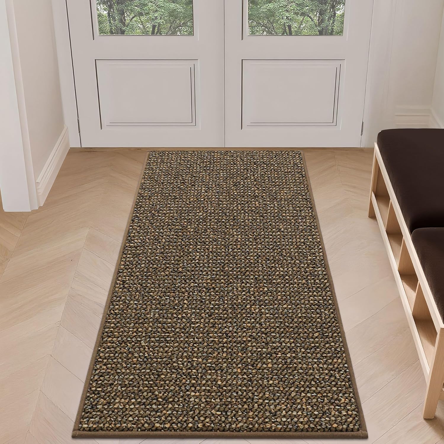 BEQHAUSE Dirt Trapper Door Mat 20" x 32", Non-Slip Washable Doormats Entrance Mat, Dirt Resistant and Absorbent Welcome Mat, Low Profile Floor Mats for Front Back Door and Entryway, Charcoal