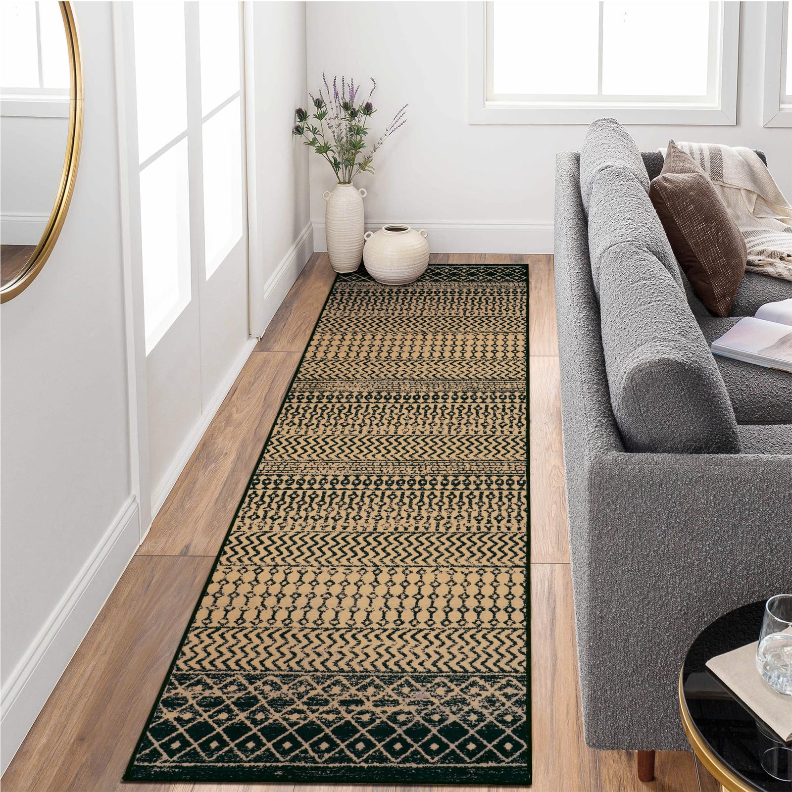 Moroccan Washable Rugs, 2x3 Light Grey Rug Non-Slip Small Distressed Entryway Rugs, Soft Low-Pile Bedroom Rug Indoor Doormat Carpet for Entryway Kitchen Bathroom