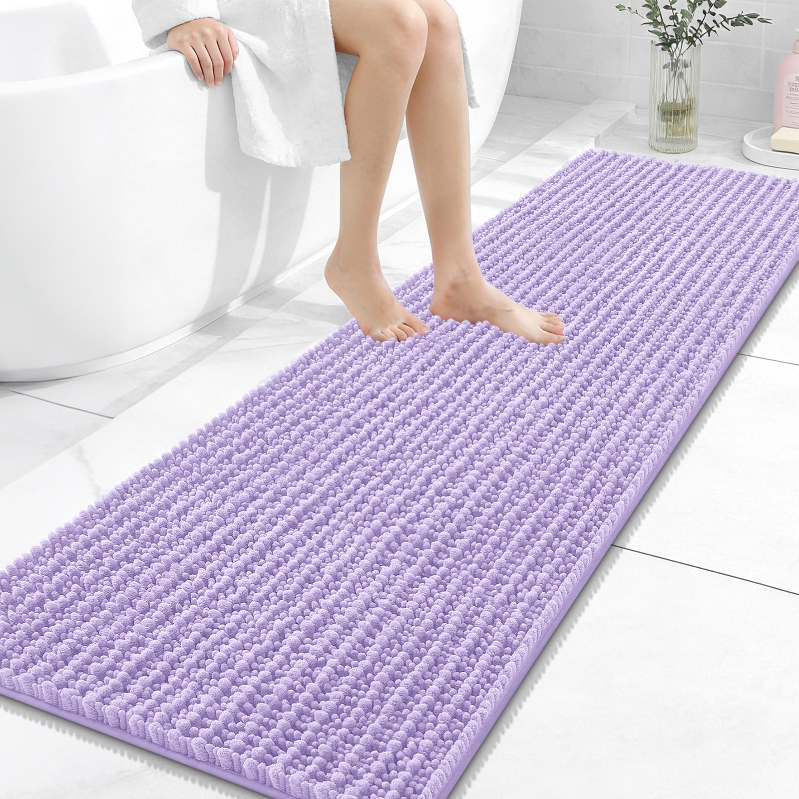 OLANLY Bathroom Rug Mat 30x20, Thick Soft and Absorbent Chenille Bath Mat, Non-Slip Rubber Backing, Machine Washable Quick Dry Bath Rugs for Tub Shower Floor, Home Decor Accessories, Grey