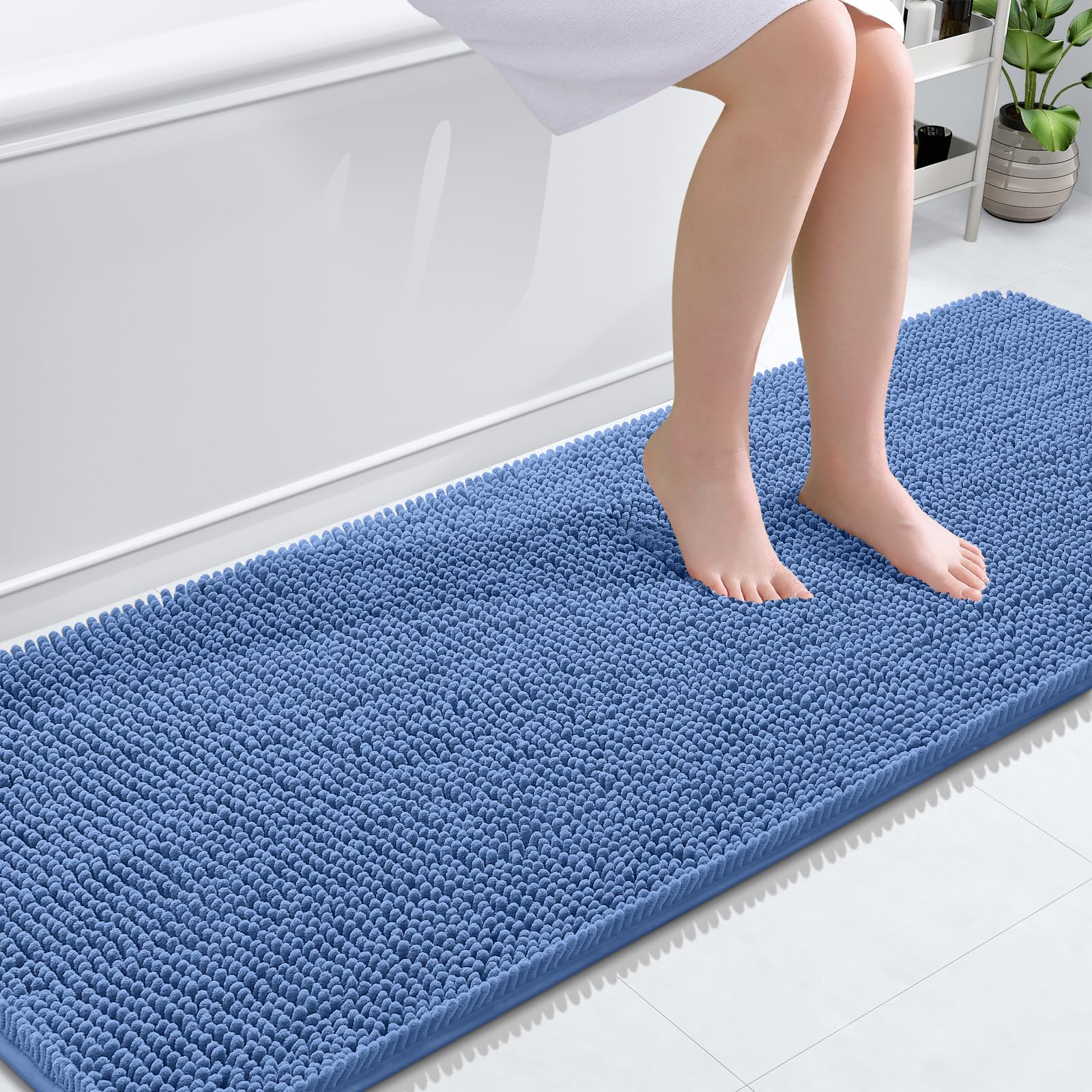 OLANLY Bathroom Rugs 30x20, Extra Soft Absorbent Chenille Bath Rugs, Rubber Backing Quick Dry, Machine Washable Bath Mats for Bathroom Floor, Tub and Shower, Home Decor Accessories, Grey