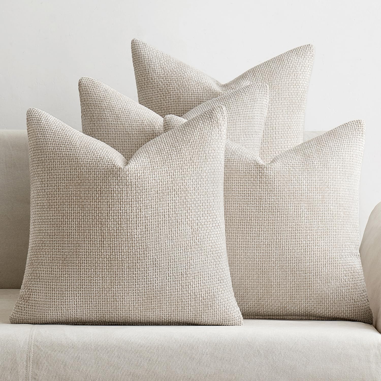 MIULEE Pack of 4 Couch Throw Pillow Covers 18x18 Inch Neutral Blue Soft Decorative Chenille Pillow Covers Farmhouse Accent Cushion Covers for Boho Western Spring Coastal Decor Sofa Bed Living Room