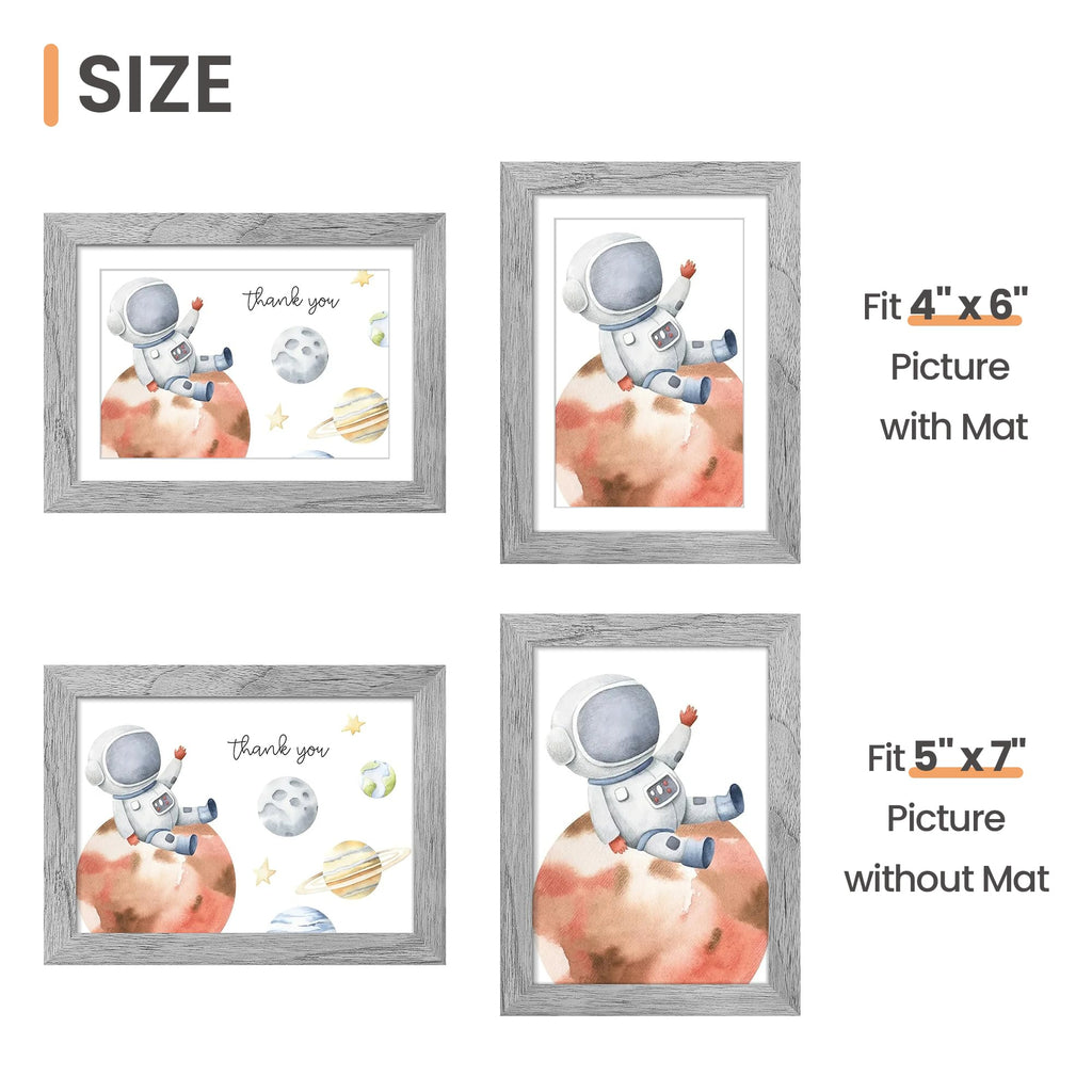 upsimples 5x7 Picture Frame Set of 10, Display Pictures 4x6 with Mat or 5x7 Without, Multi Photo Frames Collage for Wall or Tabletop Display, Black