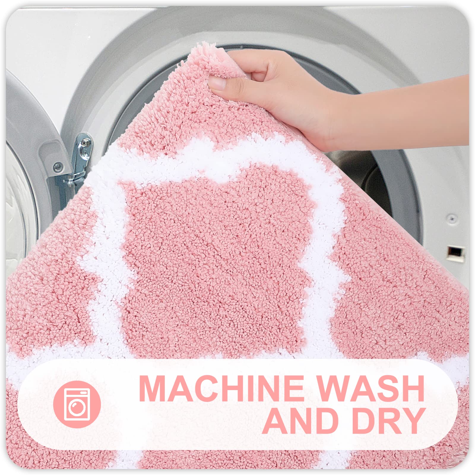 OLANLY Bathroom Rugs Set 2 Piece, Microfiber Bath Shower Mat and U-Shaped Toilet Rug, Machine Wash Dry, Non-Slip Absorbent Shaggy Bath Mats for Tub, Shower and Bathroom (24"x16"+24"x20", Grey)