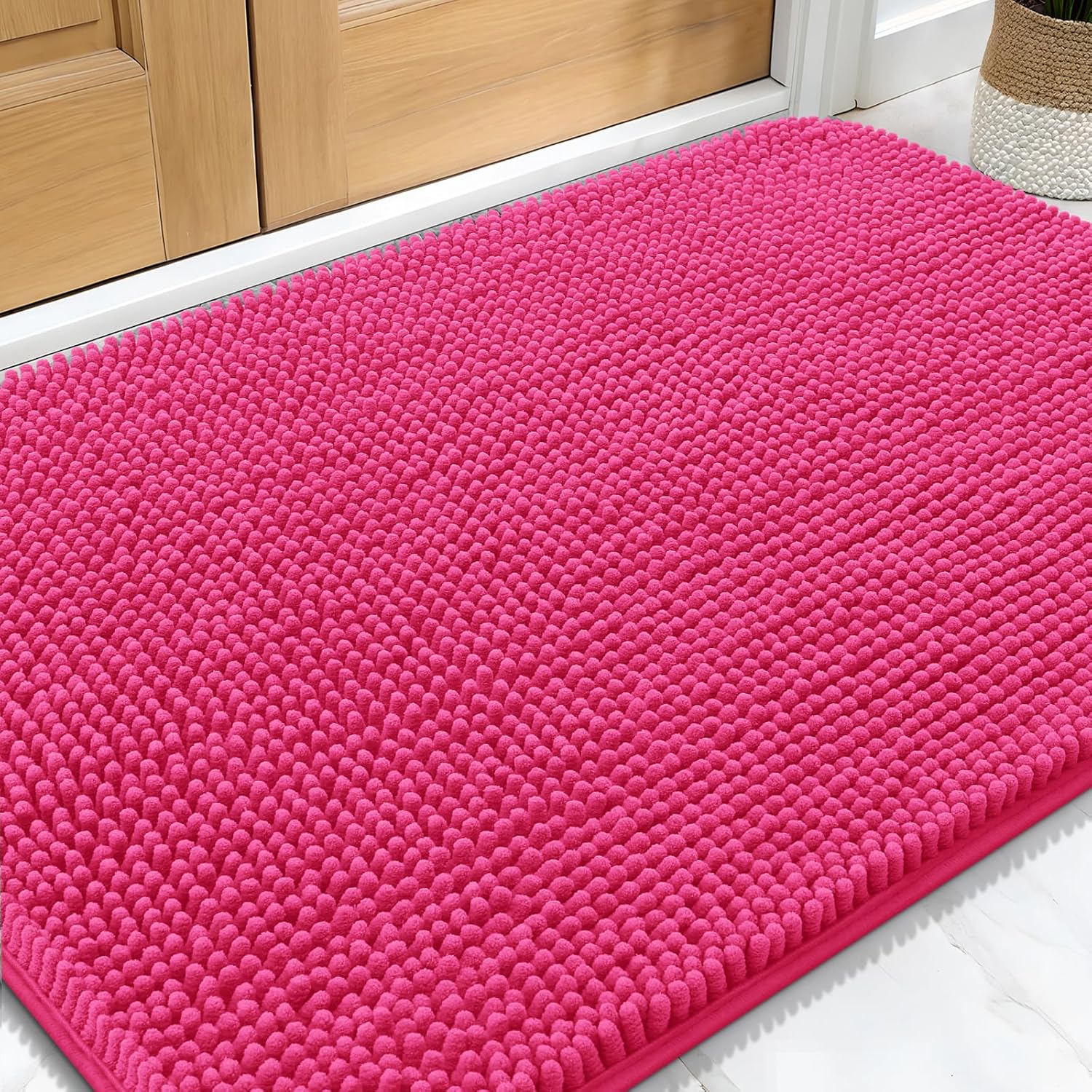 OLANLY Dog Door Mat for Muddy Paws 48x30, Absorbs Moisture and Dirt, Absorbent Non-Slip Washable Doormat, Quick Dry Chenille Mud Mat for Dogs, Entry Indoor Entryway Carpet for Inside Floor, Grey