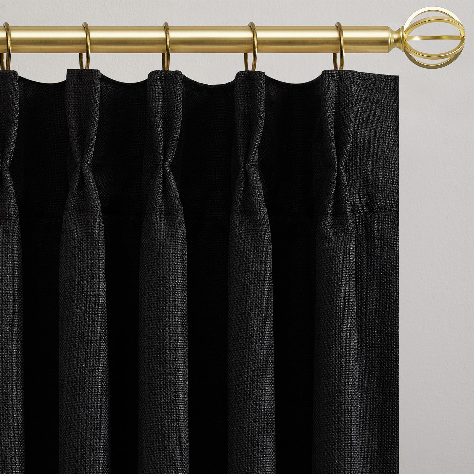 Pinch Pleated Linen Curtains 96 Inches Extra Long Olive Green Drapes, Thick Linen Light Filtering Memory Trained Pleat Curtain for Living Room and Bedroom Privacy 2 Panels Texture with Back Tab