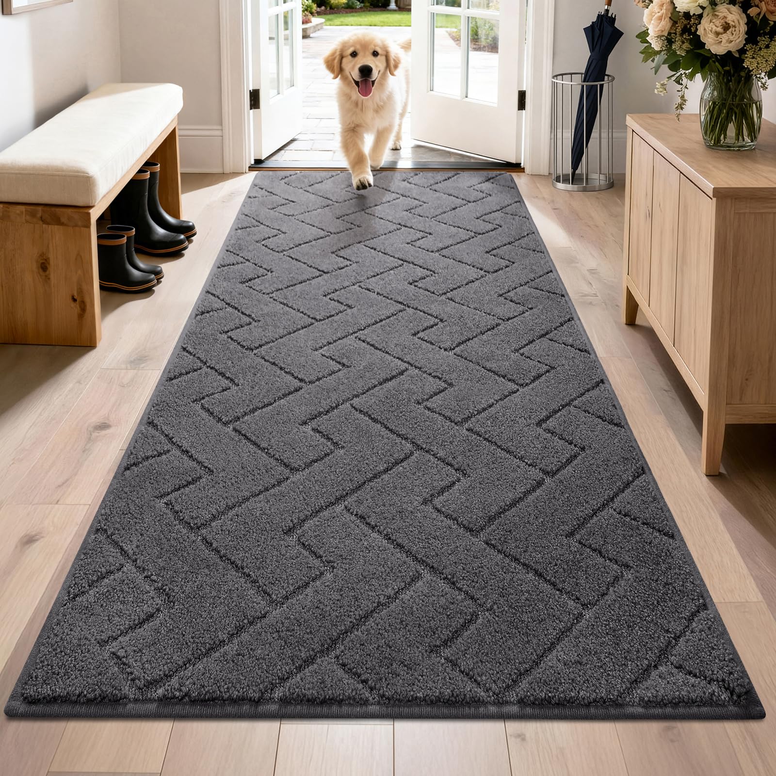 PURRUGS Dirt Trapping Door Mat 20" x 31.5", Non-Slip Machine Washable Entry Rug, Dog Doormat, Indoor Front Door Mat, Super Absorbent Entryway Rug for Muddy Shoes & Paws, Taupe
