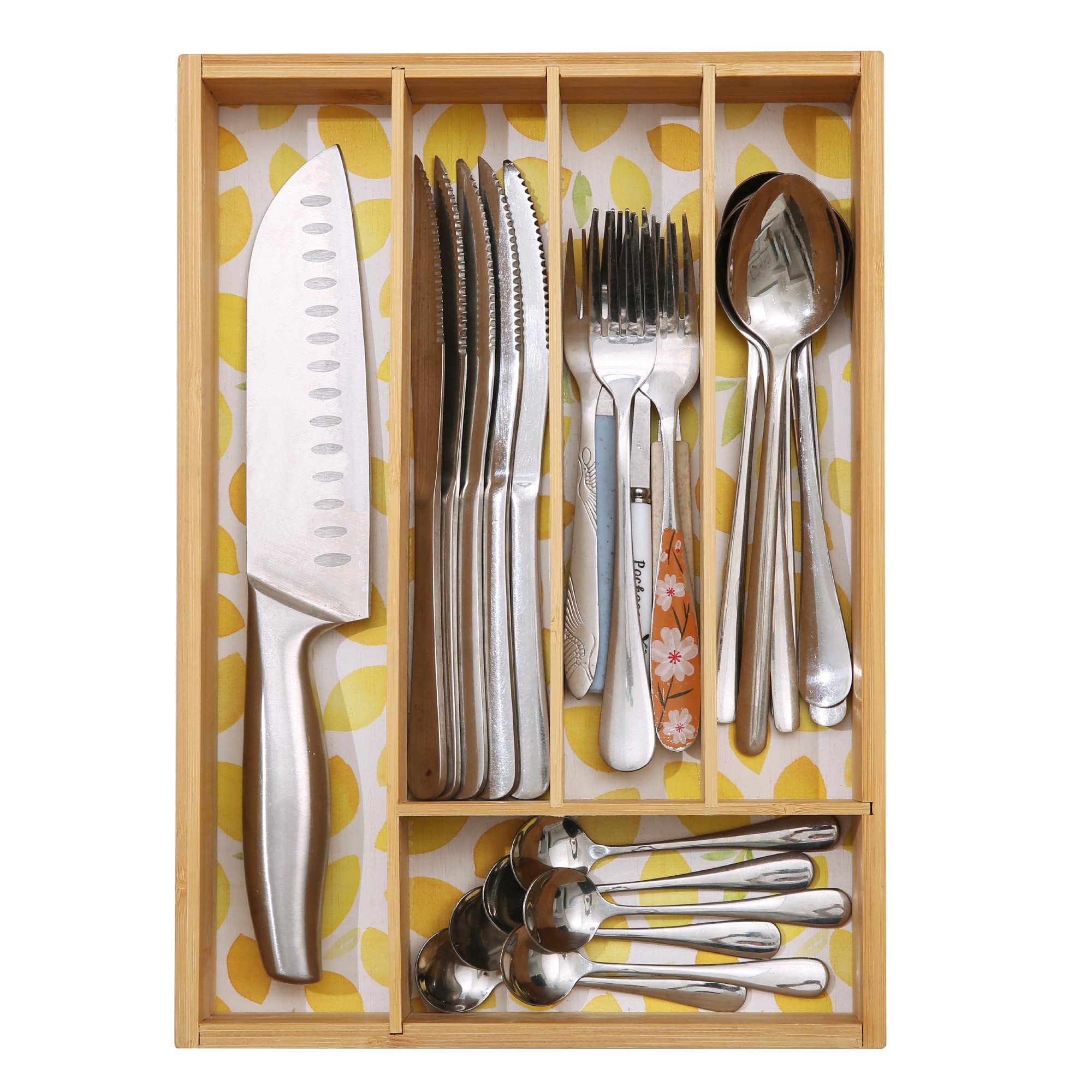 Silverware Organizer - Expandable Kitchen Drawer Organizer - Adjustable Kitchen Drawer Organizer for Utensils, Expandable to 22 Inches Wide, 10 Compartments, Silverware Tray for Drawer