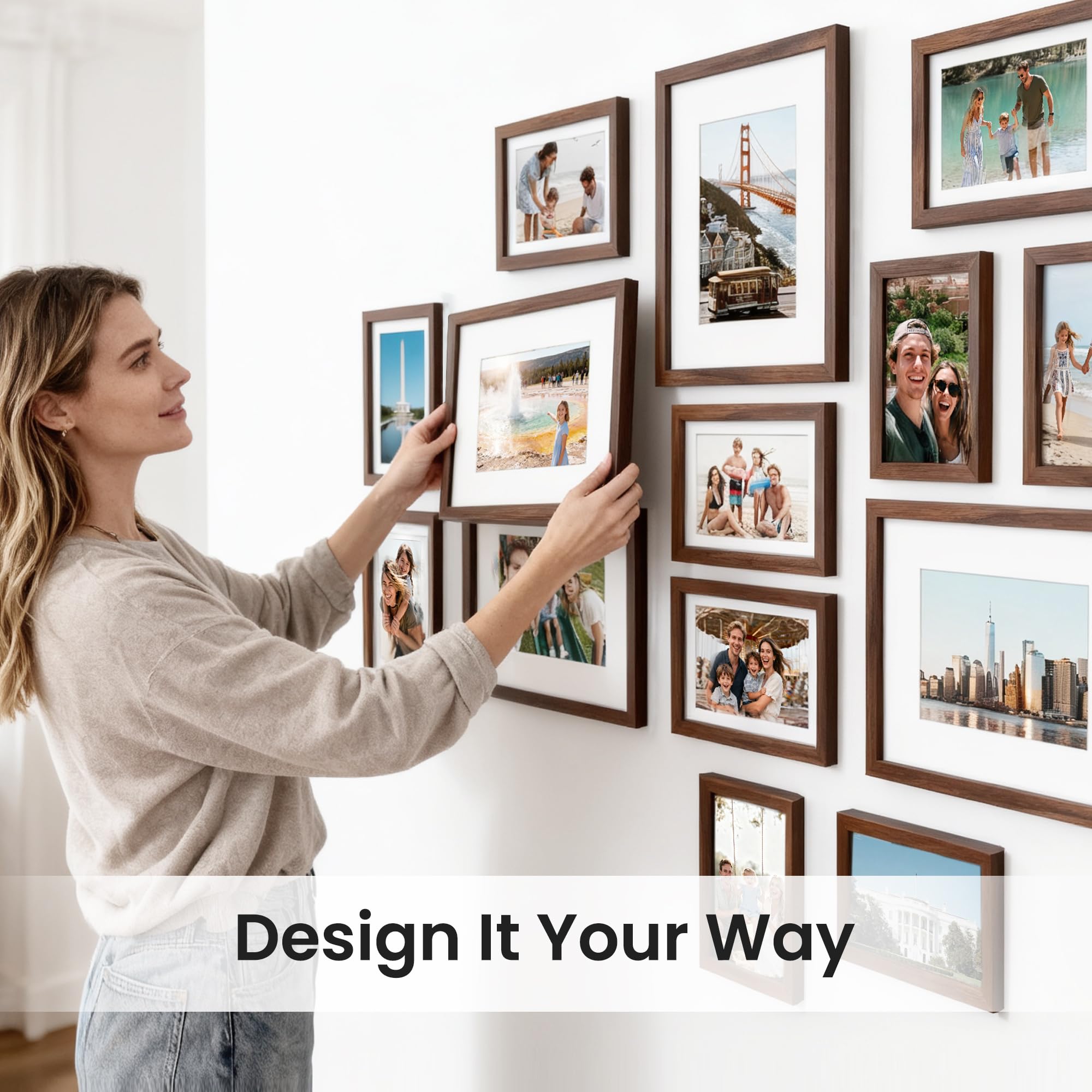 upsimples 19 Pack Picture Frames Collage Wall Decor for Mounting or Tabletop Display, Photo Gallery Frame Set for Family, Multi Sizes Including 8x10, 5x7, 4x6, Black