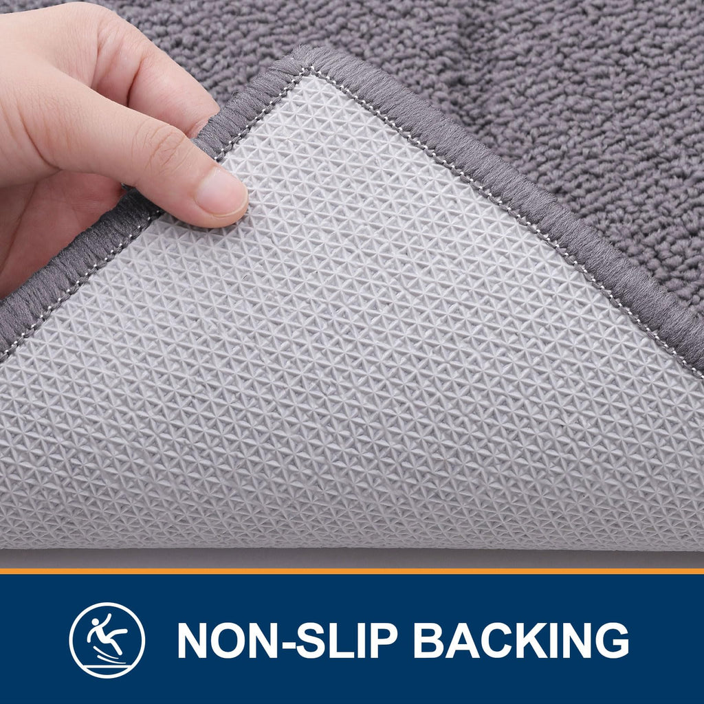 OLANLY Indoor Door Mat, 32x20, Dirt Resistant and Absorbent, Sturdy Non-Slip Rubber Backing, Easy to Clean, Washable Low-Profile Doormat for Entryway, Grey