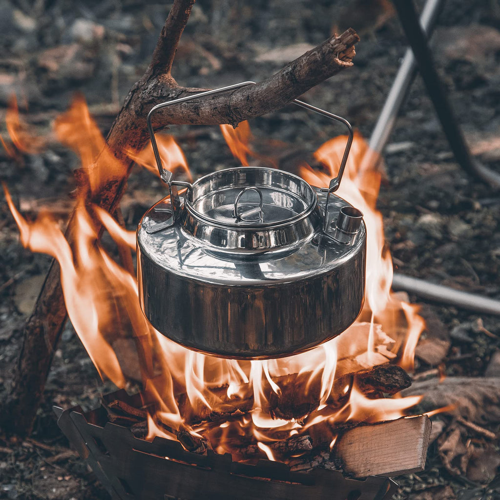 Fire-Maple Antarcti Portable 1.2 Liter Lightweight Stainless Steel Camping Kettle | Durable and Portable Camp Tea Pot | Ideal for Bushcraft and Outdoor Campfire Use