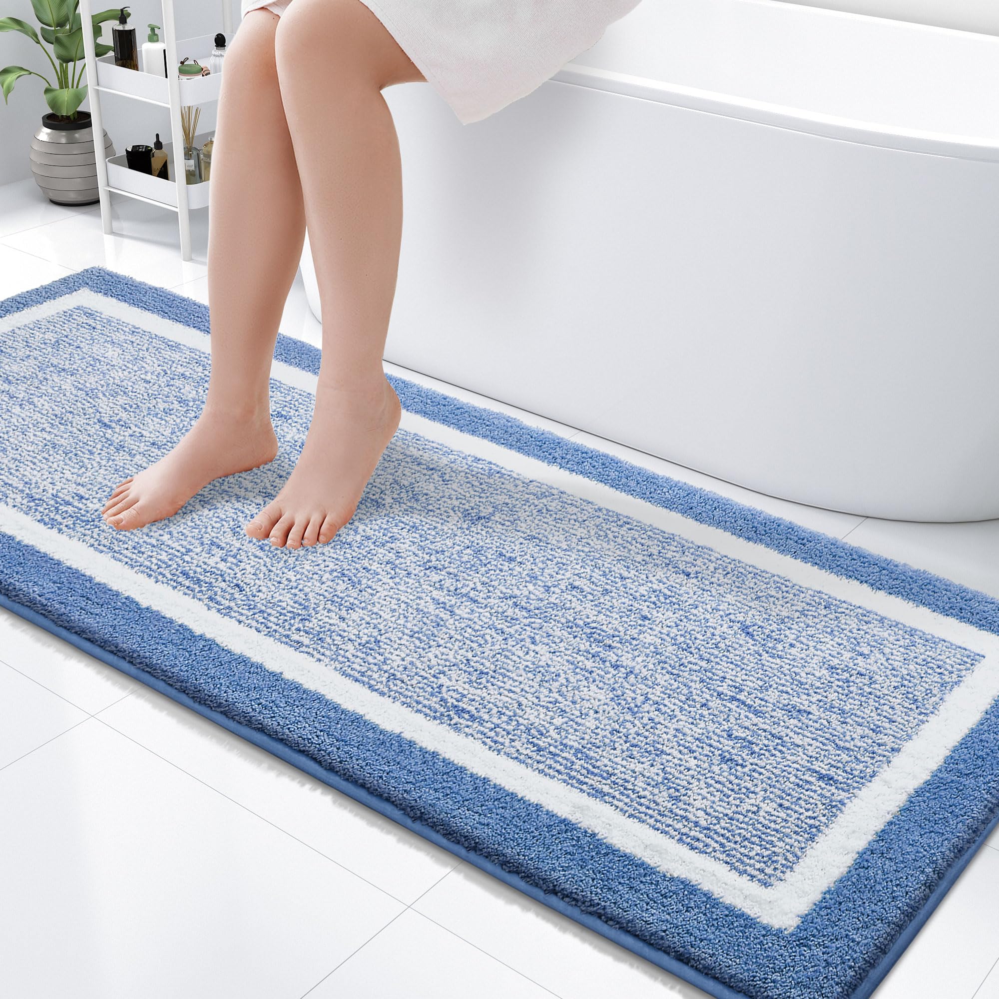 OLANLY Small Bathroom Rugs 24x16, Extra Soft and Absorbent Microfiber Bath Rugs, Non-Slip, Machine Washable, Quick Dry Shaggy Bath Carpet, Bath Mats for Bathroom Floor, Tub, Shower, Grey