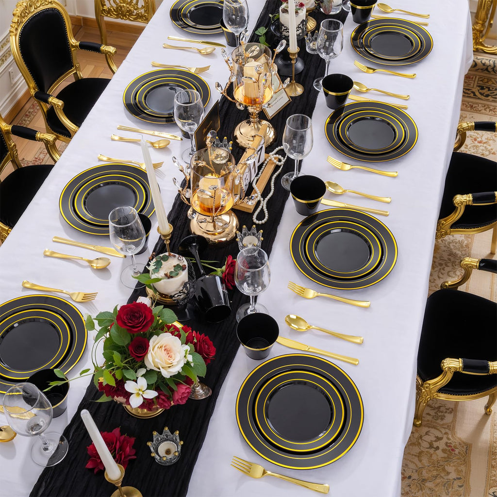 WELLIFE 600 PCS Silver Disposable Dinnerware Set for 100 Guests, Wedding Reception Plates & Silver Plastic Tableware, Dinner & Salad Plates, Cups, Forks, Knives & Spoons for Weddings & Elegant Events