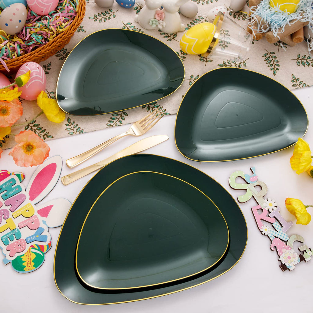 DaYammi 210Pcs White Gold Plastic Plates for Party,Gold Disposable Dinnerware Set Includes 60 gold Floral Plates,30 Plastic Silverware,30 Per Rolled Napkins,30 Cups for Mother's Day Party Wedding