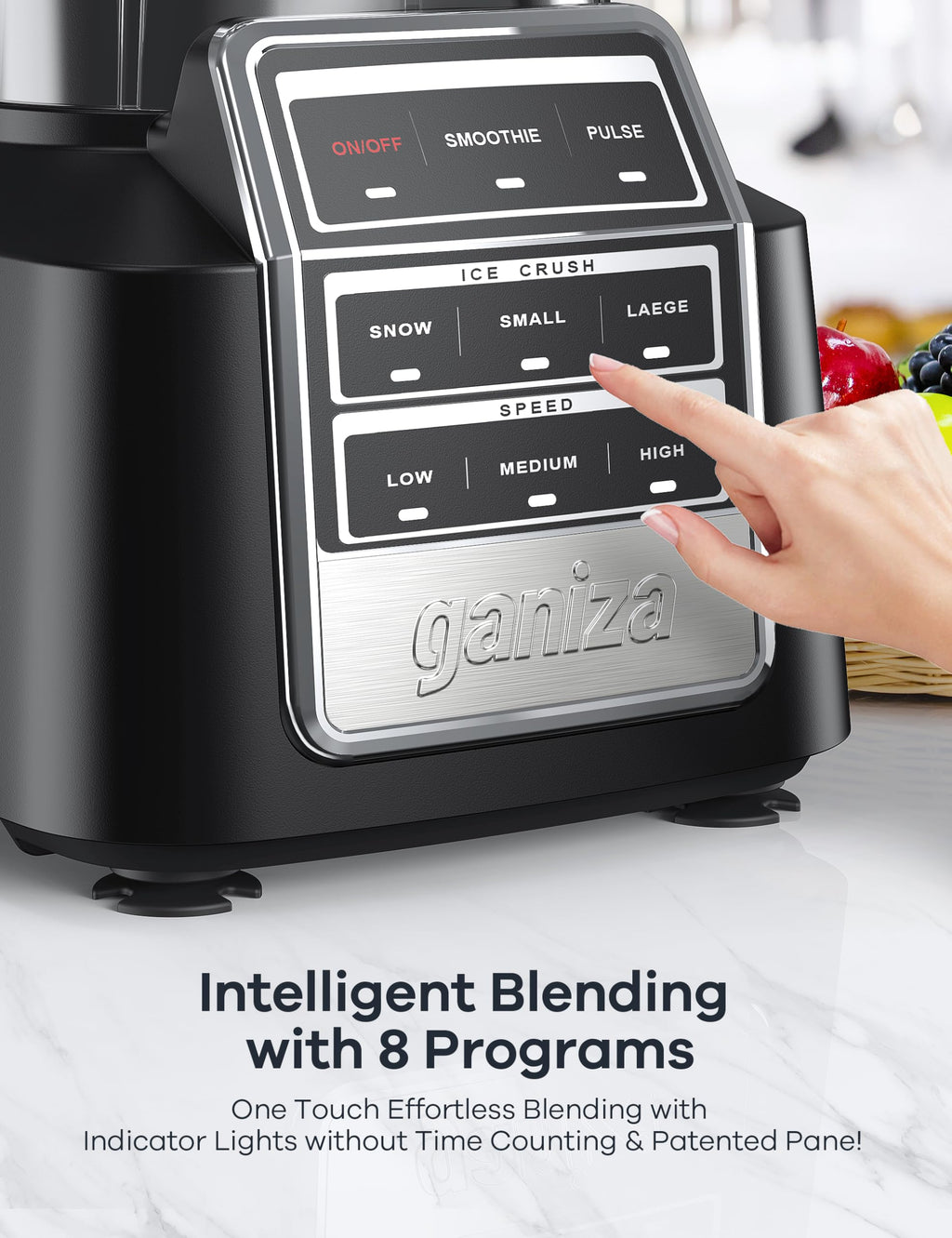 Ganiza Smoothie Blender, 1800W Peak Power Professional Countertop Blenders for Kitchen, 64oz Large Capacity Juice Pitcher with CentriFlow Ribs Patent, High-Speed Smoothie Maker for Ice & Frozen Fruit