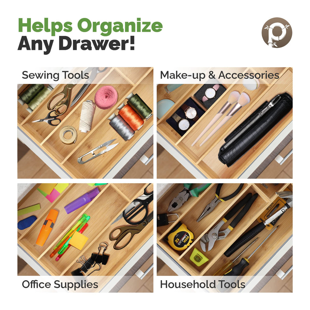 Silverware Organizer - Expandable Kitchen Drawer Organizer - Adjustable Kitchen Drawer Organizer for Utensils, Expandable to 22 Inches Wide, 10 Compartments, Silverware Tray for Drawer