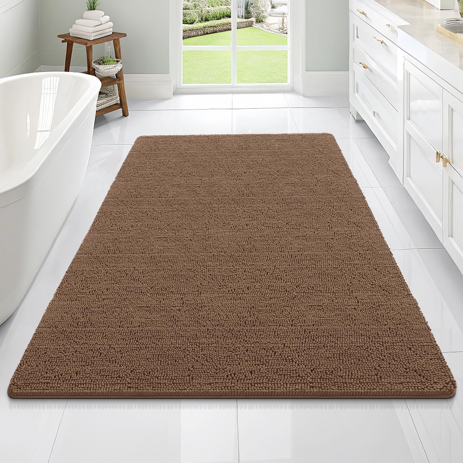 OLANLY Bathroom Rugs 30x20, Extra Soft Absorbent Chenille Bath Rugs, Rubber Backing Quick Dry, Machine Washable Bath Mats for Bathroom Floor, Tub and Shower, Home Decor Accessories, Grey