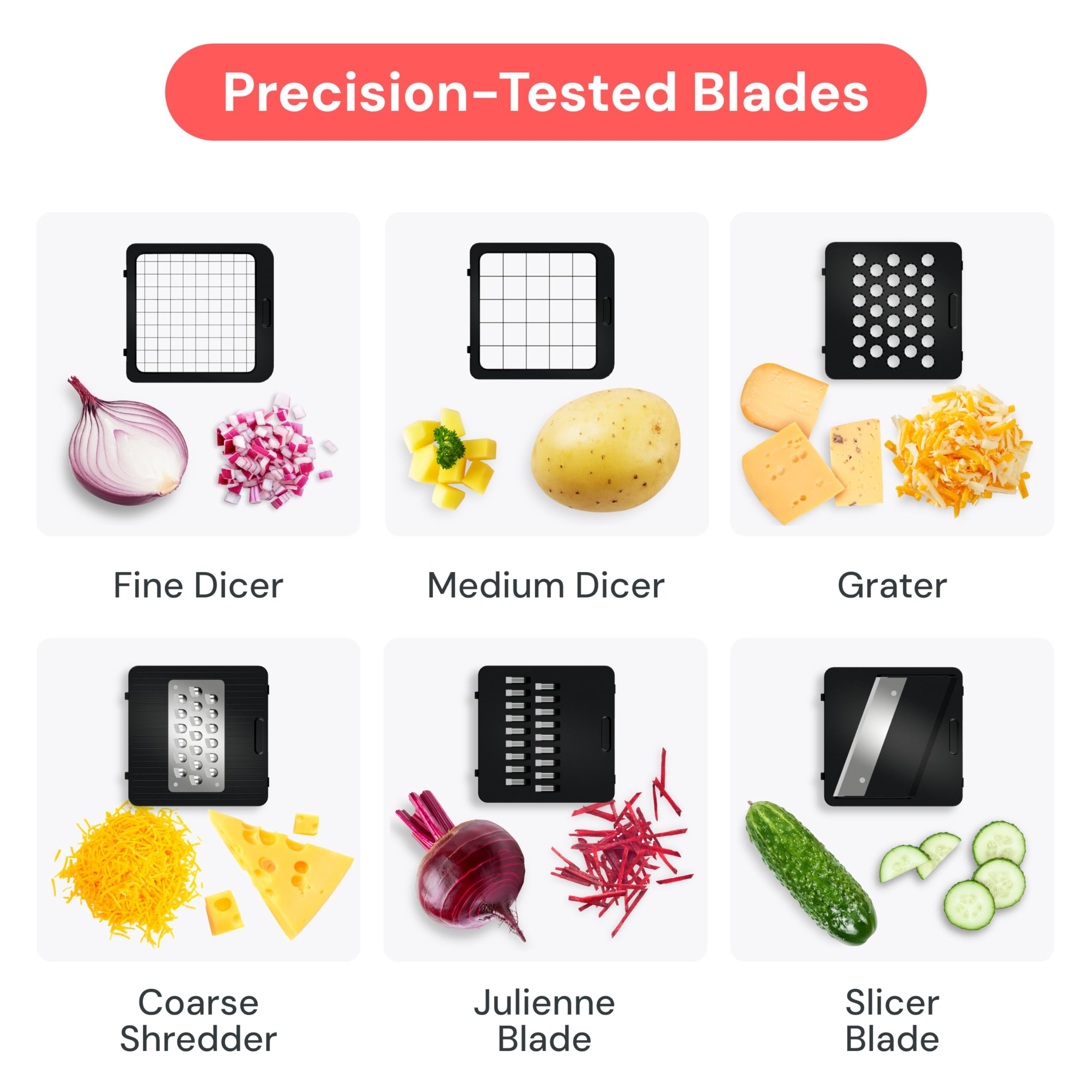 Fullstar Mandoline Slicer for Kitchen - Vegetable Chopper, Onion Potato Food Veggie Fruit Slicer and Cutter with Container, Kitchen Gadgets & Gifts, Home Essentials (6-in-1, White/Black)