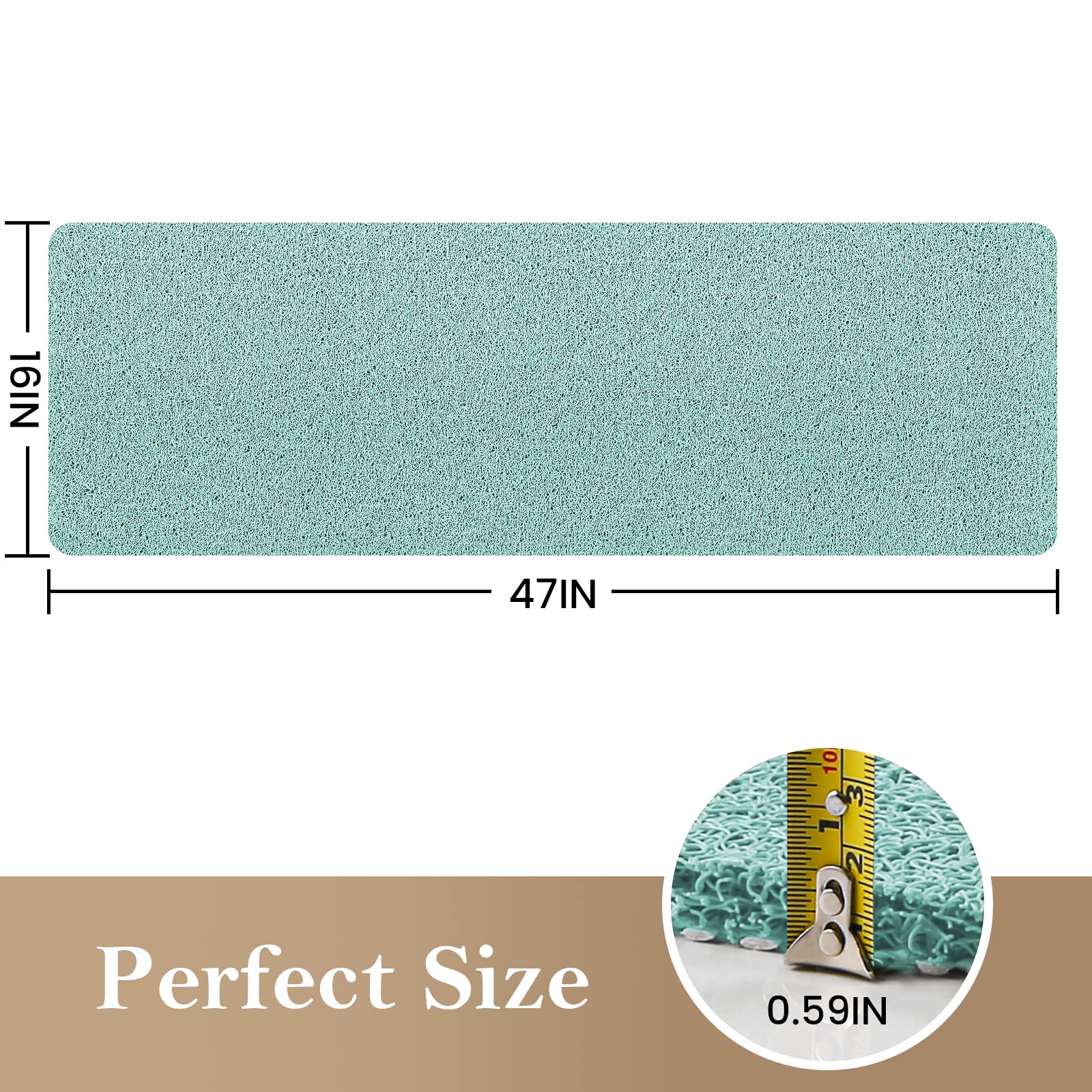 PVC Loofah Shower/Bathtub Mat Non-Slip, 24x16 inch, Soft Tub Mat with Drain, for Tub and Bathroom,Quick Drying,Grey