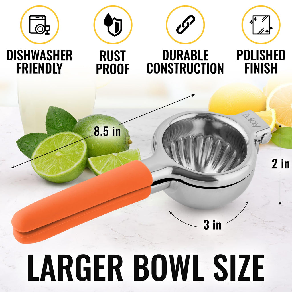 Lemon Squeezer Stainless Steel with Premium Quality Heavy Duty Solid Metal Squeezer Bowl - Large Manual Citrus Press Juicer and Lime Squeezer Stainless Steel - by Zulay Kitchen
