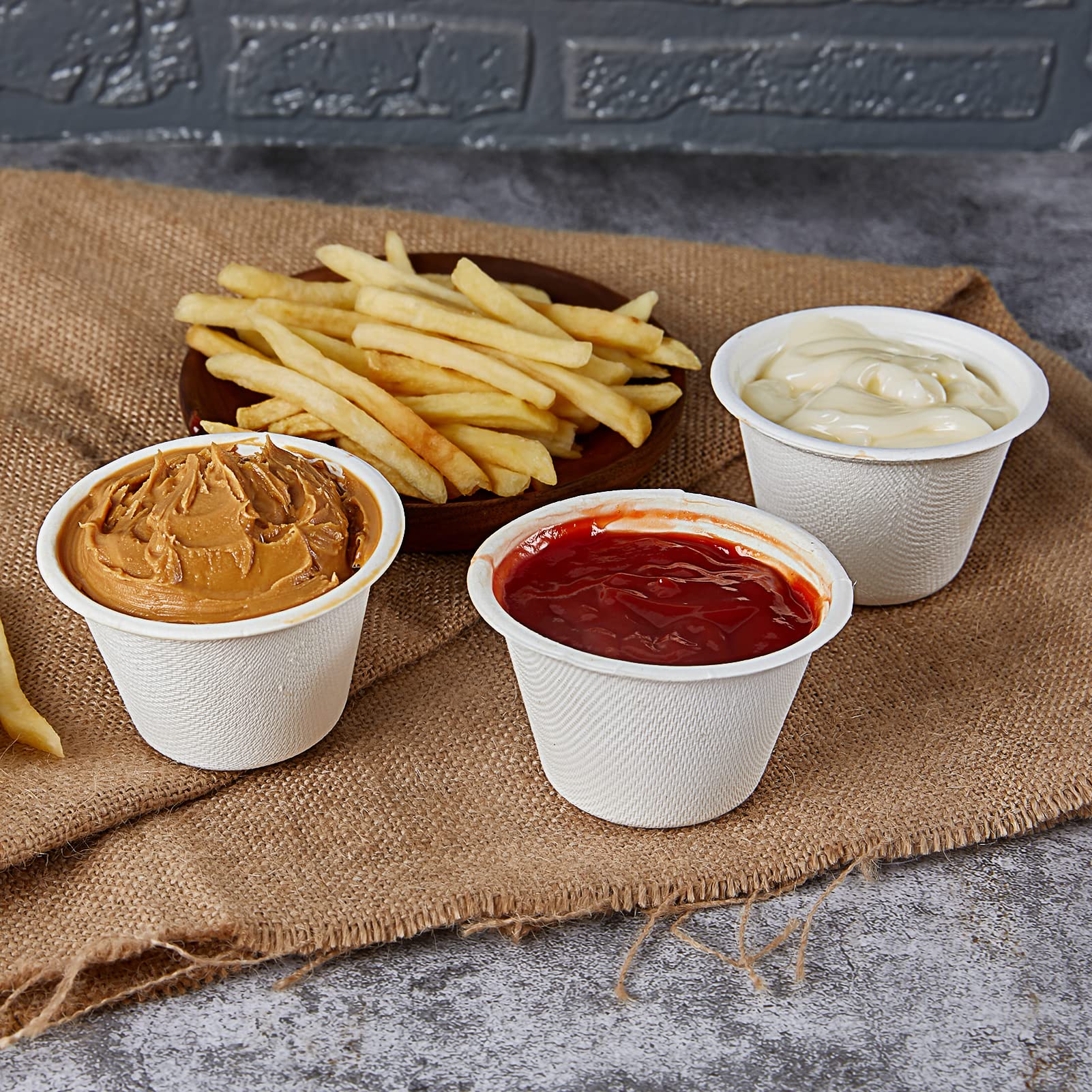 Vplus 1000 Pack 2 OZ Disposable Souffle Cups, 100% Compostable Portion Cups, Food Sample Cups Made From Bagasse Fibe, Perfect For Dips, Jams, Honey, Sauces, Nuts
