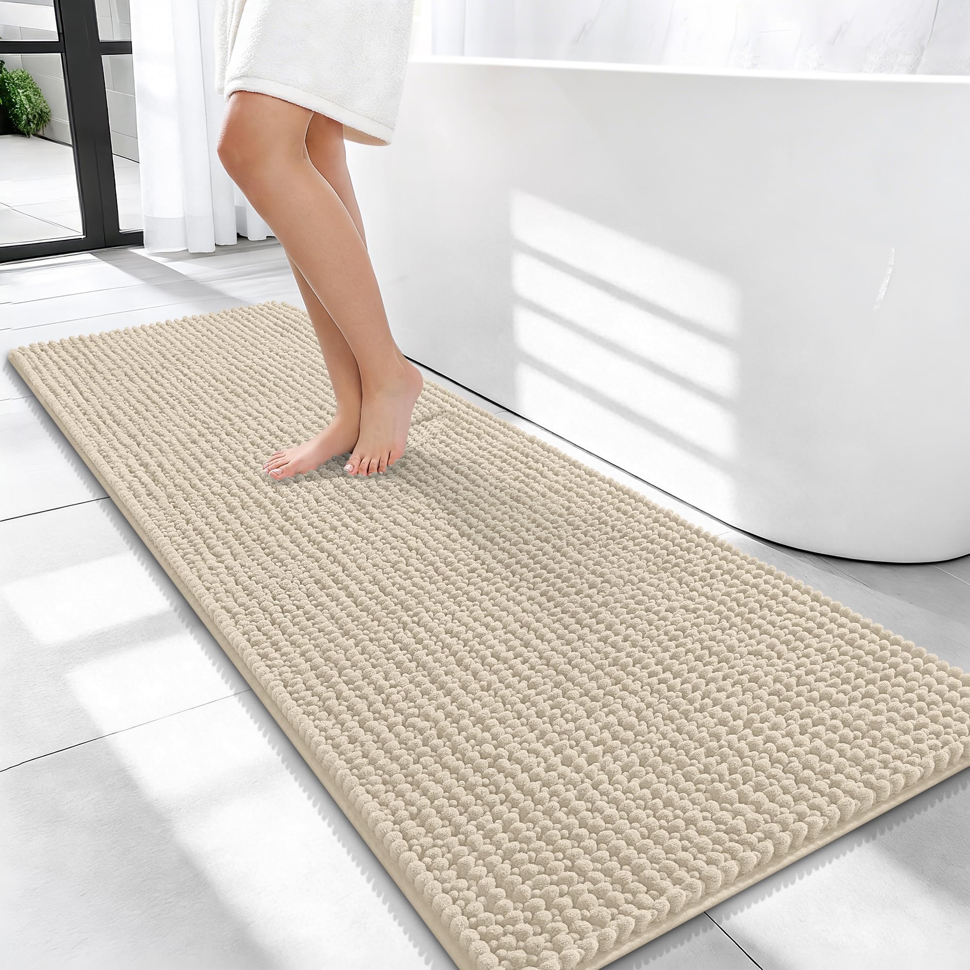 OLANLY Thick Bathroom Rugs 30x20, Extra Soft Absorbent Chenille Bath Rugs, Rubber Backing, Machine Wash Dry, Bath Mats for Bathroom Floor, Tub and Shower, Home Decor Accessories, Grey