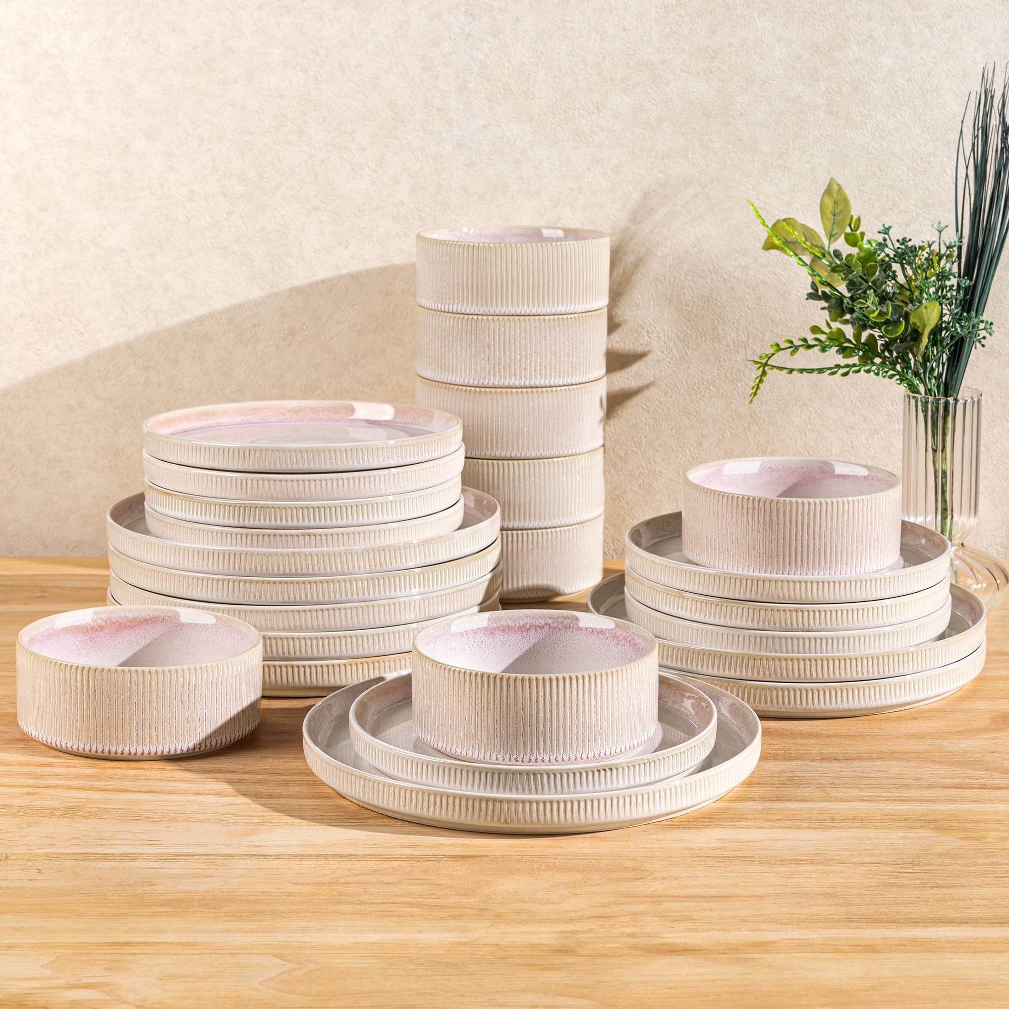 TheTerra Ceramic Dinnerware Sets for 4, 12 Pieces Porcelain Lightweight Speckled Plates and Bowls Sets, Scratch Resistant Dish Set, Oven & Microwave & Dishwasher Safe