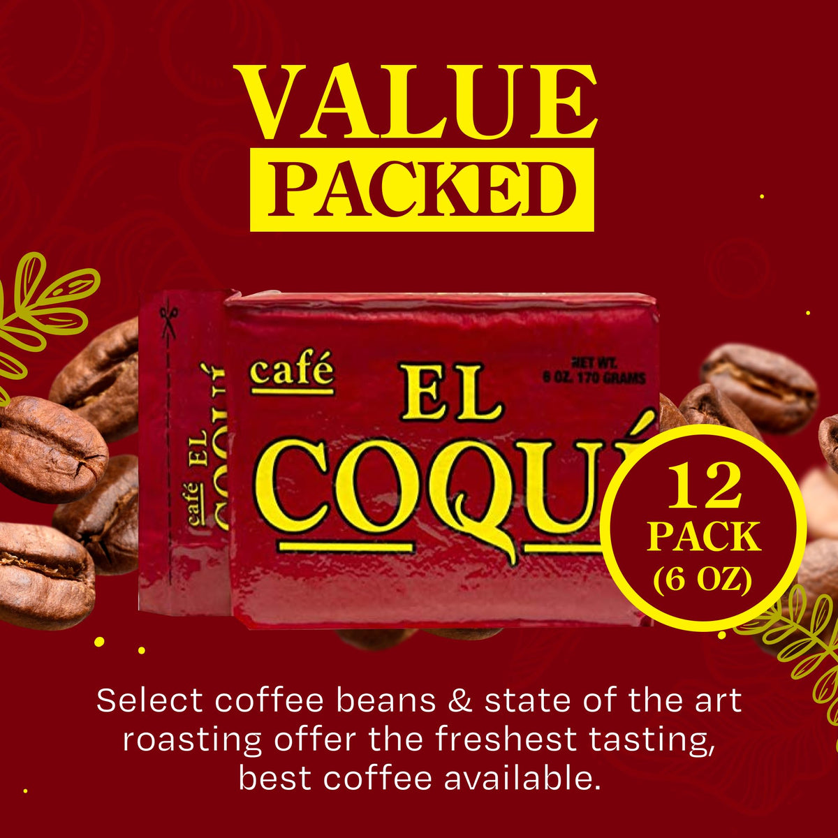 El Coquí Dark Roast Espresso Ground Coffee, Rich, Ground Coffee, Authentic Puerto Rican Style Coffee, Vacuum Sealed, Ground Espresso Beans, 6 oz (4 pack)