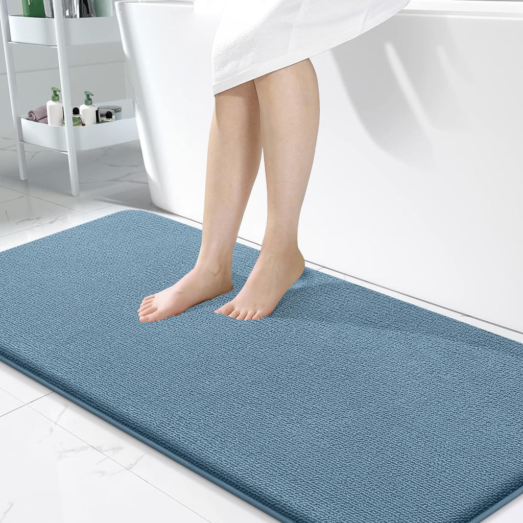 OLANLY Thick Memory Foam Bath Mat Rug 30x20, Extra Soft Absorbent Bathroom Rugs, Quick Dry Bath Mats, Non-Slip, Machine Washable Carpet for Bathroom, Tub and Shower, Home Decor Accessories, Grey