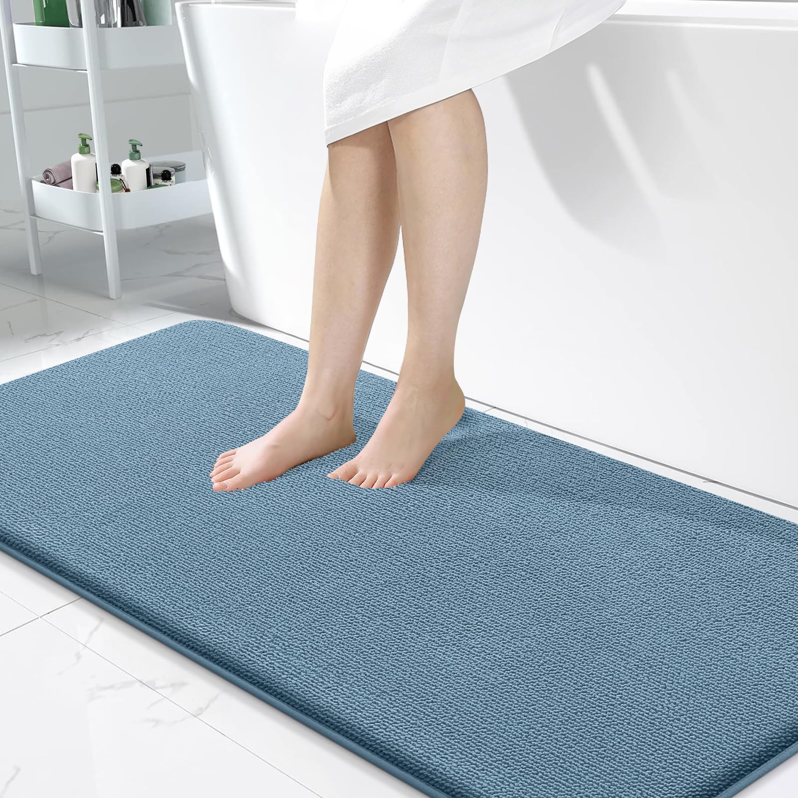 OLANLY Thick Memory Foam Bath Mat Rug 30x20, Extra Soft Absorbent Bathroom Rugs, Quick Dry Bath Mats, Non-Slip, Machine Washable Carpet for Bathroom, Tub and Shower, Home Decor Accessories, Grey