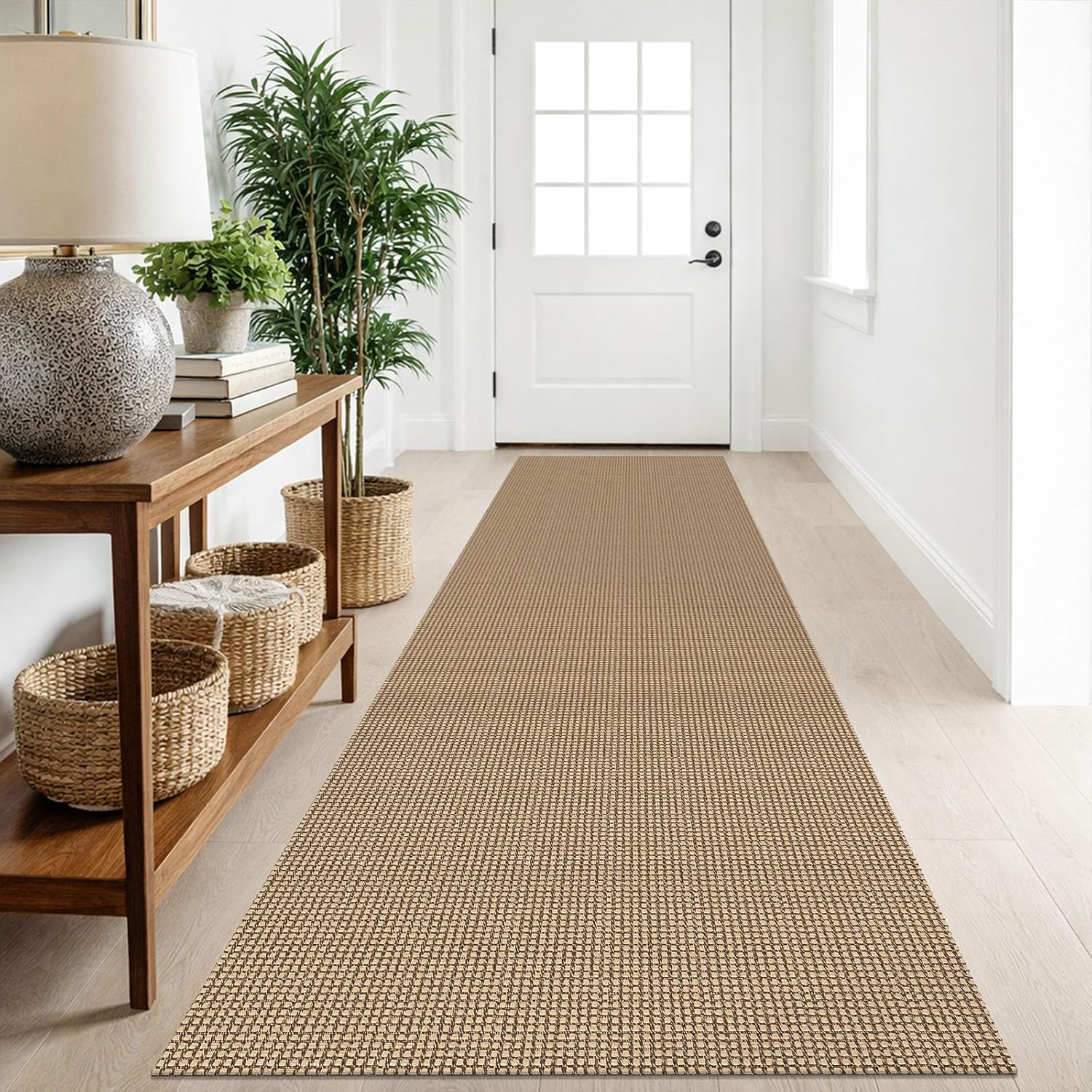 IOHOUZE Small Area Rug 2x3 Washable Woven Rugs for Entryway Non Slip Rubber Backed Kitchen Rugs Indoor Outdoor Doormat Throw Rug Floor Carpet for Entrance Front Door, Orange/Tan/Brown