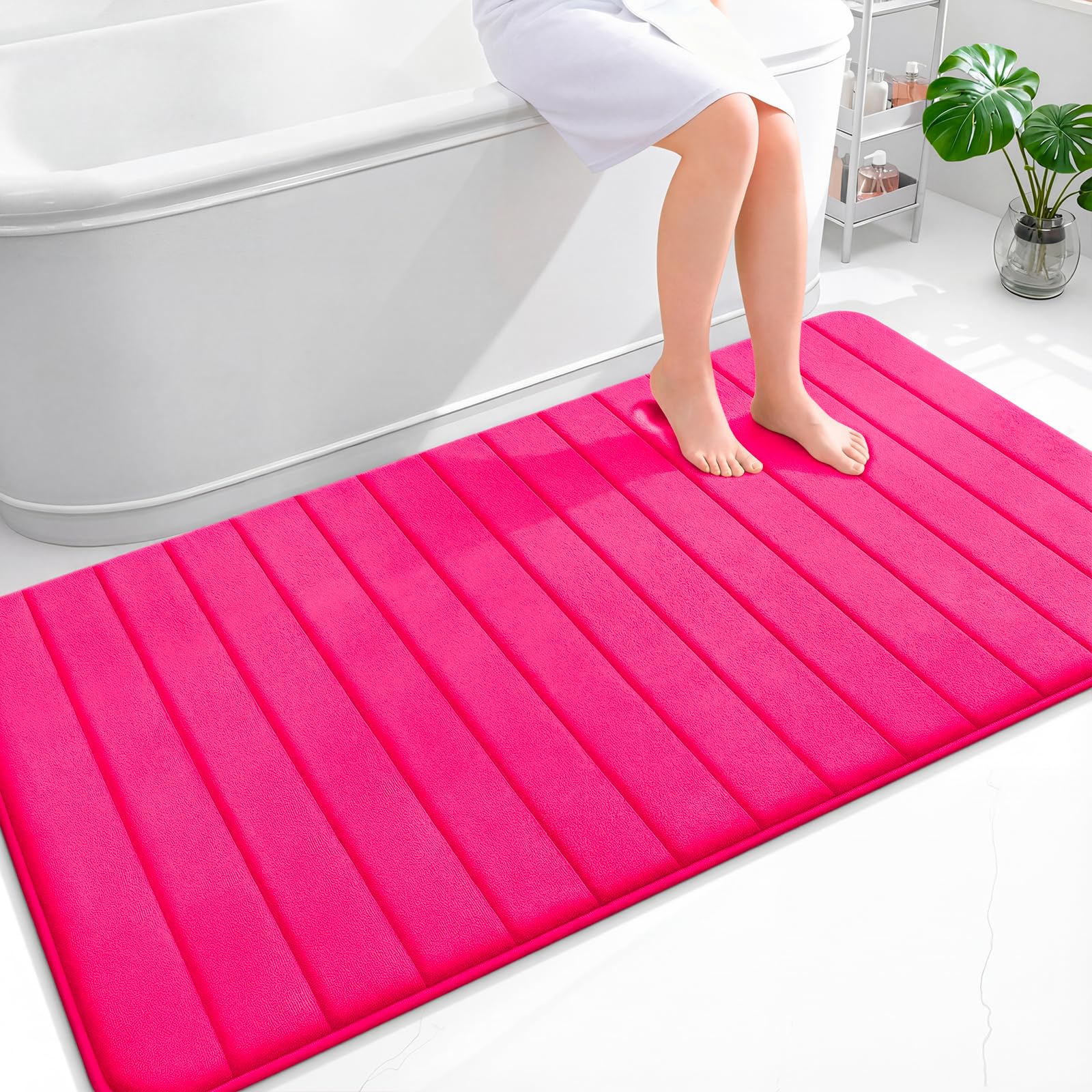 OLANLY Memory Foam Bath Mat 30x20, Super Soft Absorbent Bathroom Rugs, Quick Dry, Machine Washable Shower Floor Rugs, Bathmat Carpet, Bathroom Home Decor Accessories, Grey