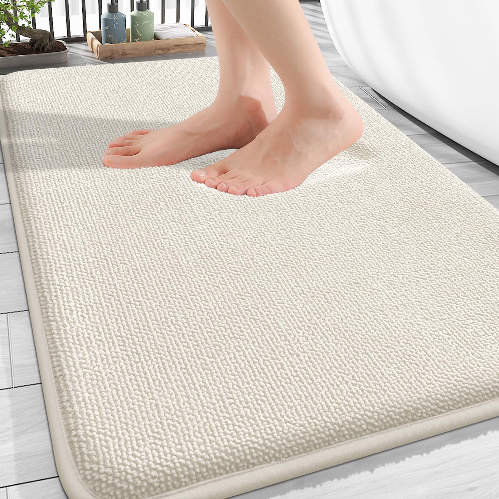 OLANLY Thick Memory Foam Bath Mat Rug 30x20, Extra Soft Absorbent Bathroom Rugs, Quick Dry Bath Mats, Non-Slip, Machine Washable Carpet for Bathroom, Tub and Shower, Home Decor Accessories, Grey