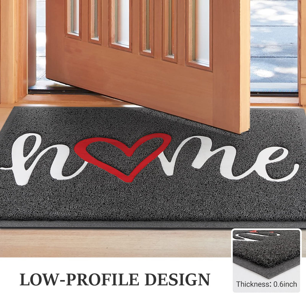 Door Mat (30"x17.5",Black), Welcome Mat Low Profile Front Doormat Floor Mat Non Slip Rugs for Entryway, Patio, High Traffic Areas