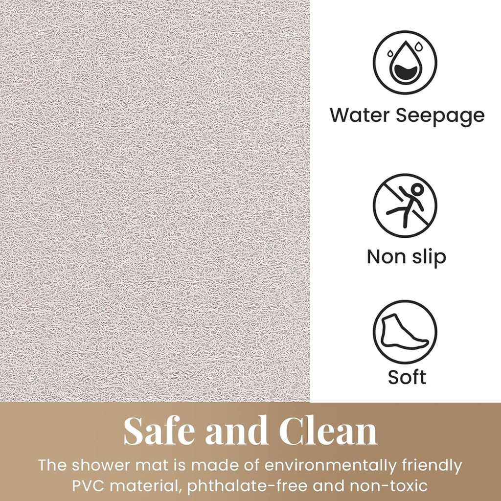 PVC Loofah Shower/Bathtub Mat Non-Slip, 24x16 inch, Soft Tub Mat with Drain, for Tub and Bathroom,Quick Drying,Grey