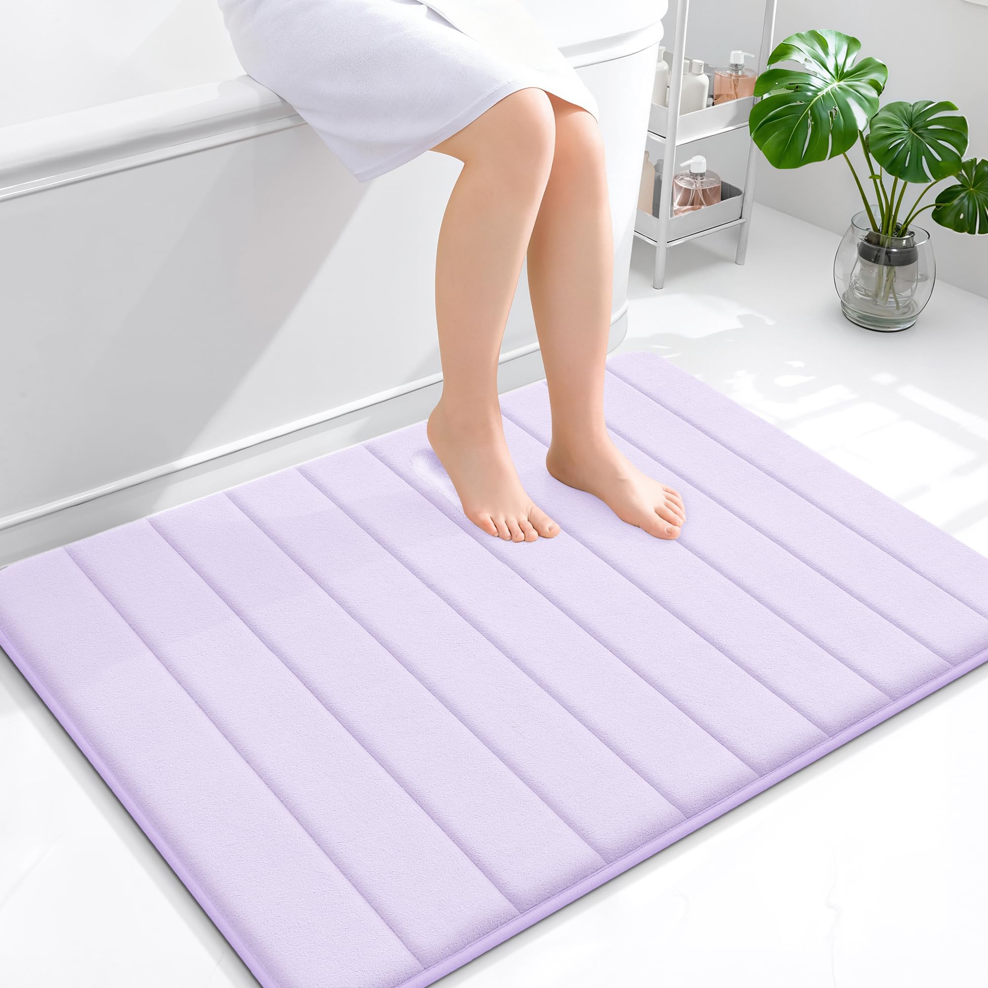 OLANLY Memory Foam Bath Mat 30x20, Super Soft Absorbent Bathroom Rugs, Quick Dry, Machine Washable Shower Floor Rugs, Bathmat Carpet, Bathroom Home Decor Accessories, Grey
