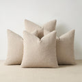 Topfinel Boucle Decorative Pillow Covers 18x18 Inches Set of 4 Neutral Cream Ivory White Pillowcase with Linen Cotton Back Chair Sofa Modern & Minimal Living Room Spring Home Decor