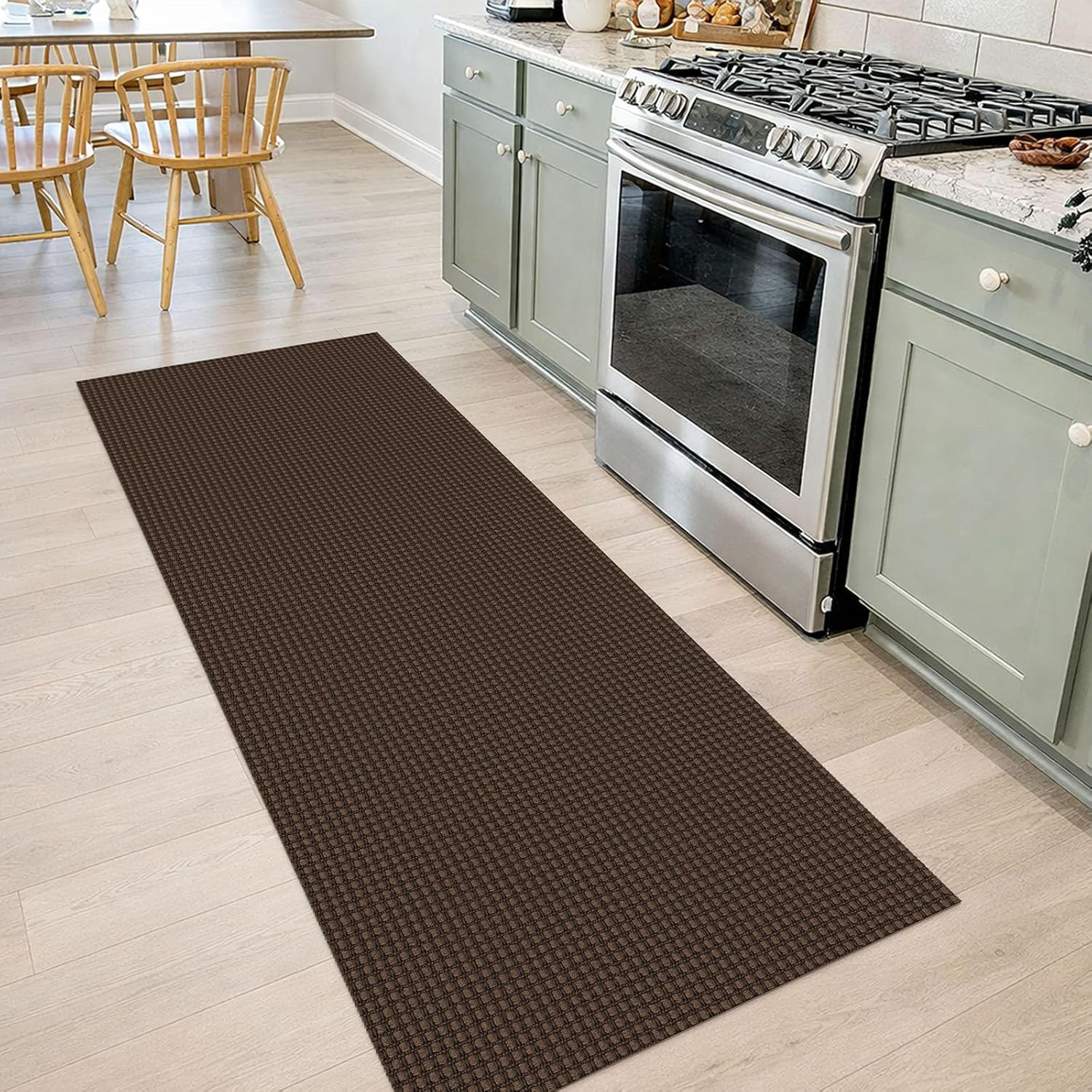 IOHOUZE Small Area Rug 2x3 Washable Woven Rugs for Entryway Non Slip Rubber Backed Kitchen Rugs Indoor Outdoor Doormat Throw Rug Floor Carpet for Entrance Front Door, Orange/Tan/Brown