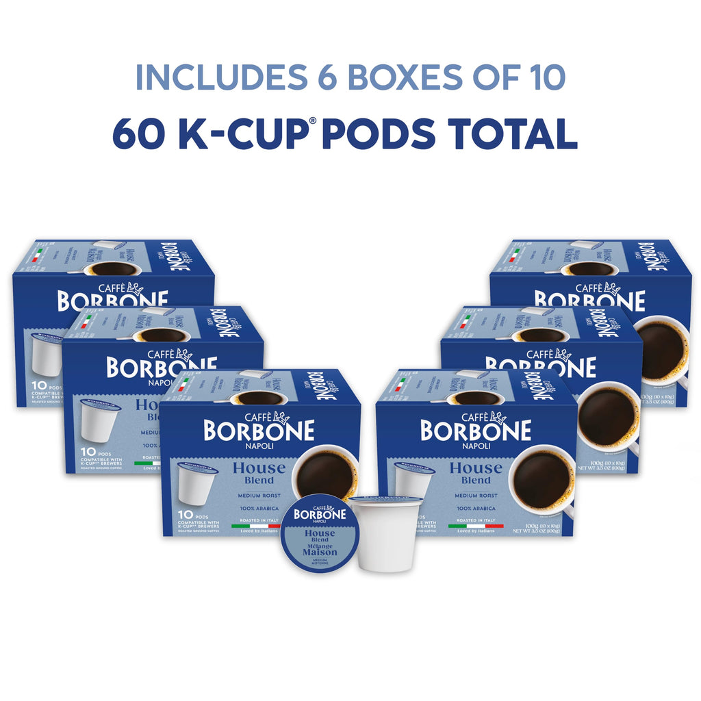 Caffè Borbone Italian Roast Coffee (60 Count) – Medium Dark Roast, Arabica & Robusta Blend, Roasted in Italy for a Bold, Smooth Taste – Single Serve Coffee Pods Compatible with K-Cup Brewers