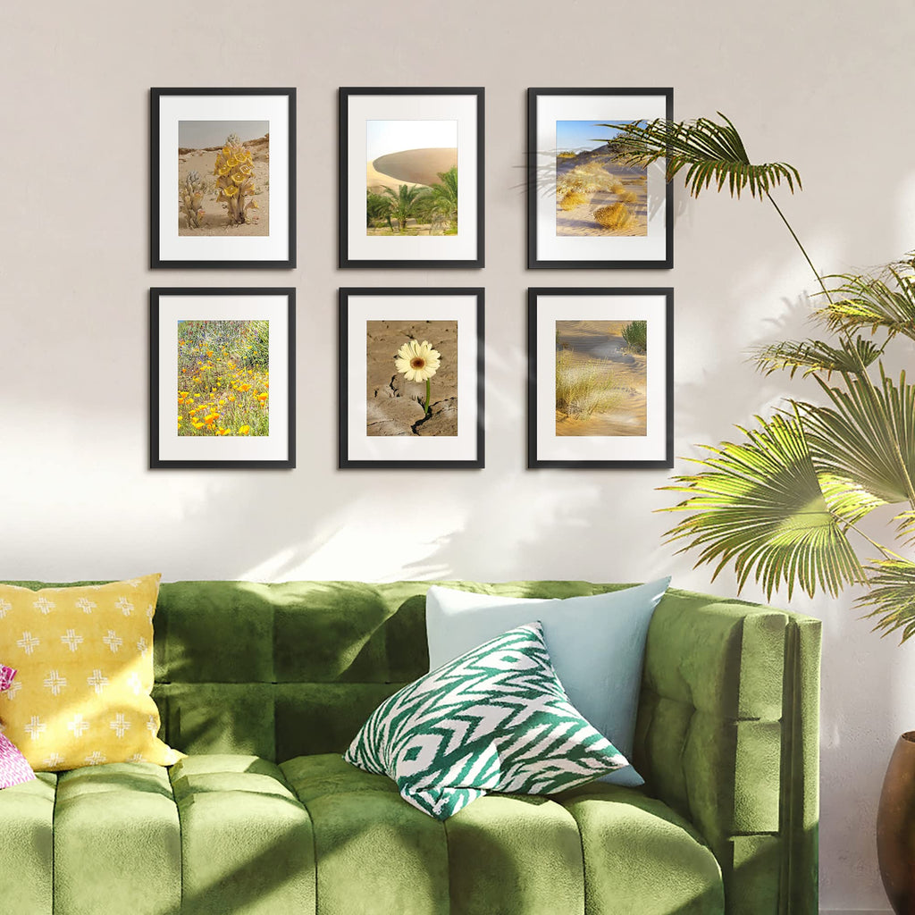 upsimples 8x10 Picture Frame Set of 5, Display Pictures 5x7 with Mat or 8 x 10 Without, Wall Gallery Photo Frames, Black