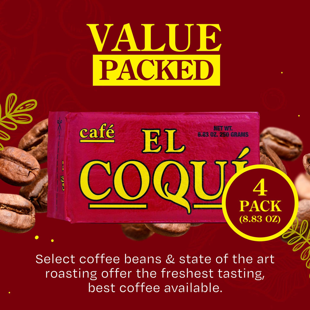 El Coquí Dark Roast Espresso Ground Coffee, Rich, Ground Coffee, Authentic Puerto Rican Style Coffee, Vacuum Sealed, Ground Espresso Beans, 6 oz (4 pack)