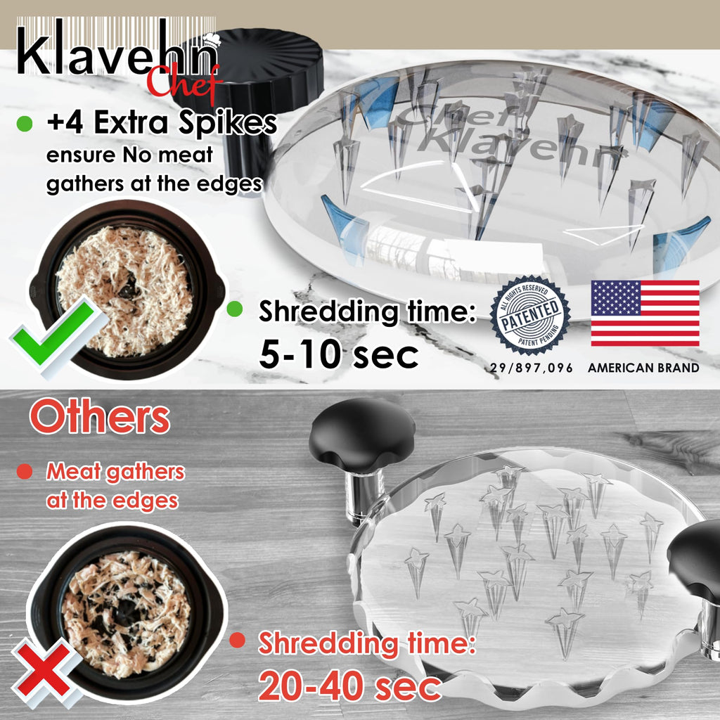 American Brand - Trituradora de pollo de 3 capas con placa desmontable + cepillo especial, doble antideslizante, sin BPA, resistente al calor, apta para lavavajillas, herramienta de trituración de pechuga de pollo, carne de res, cerdo, picadora de carne