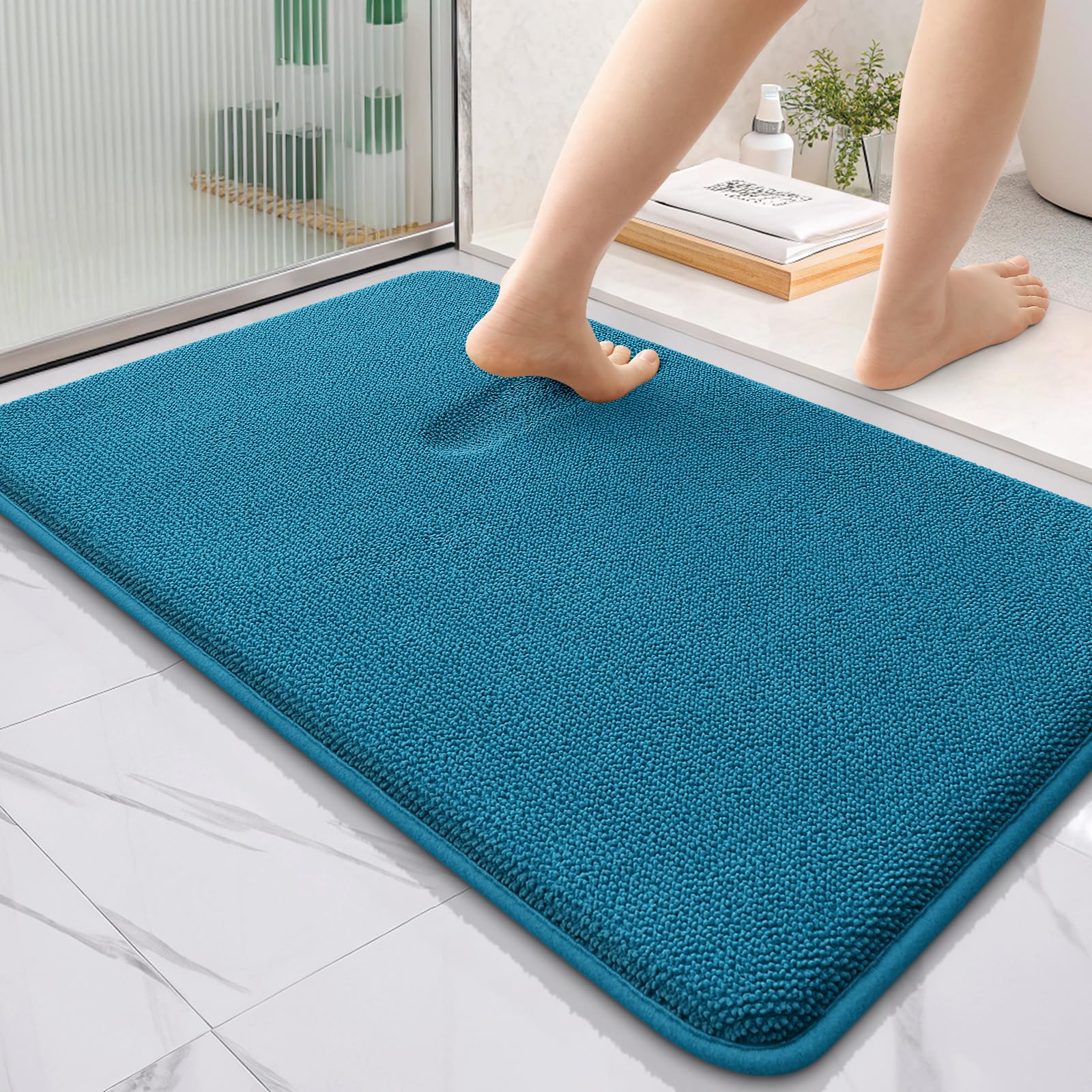 OLANLY Thick Memory Foam Bath Mat Rug 30x20, Extra Soft Absorbent Bathroom Rugs, Quick Dry Bath Mats, Non-Slip, Machine Washable Carpet for Bathroom, Tub and Shower, Home Decor Accessories, Grey