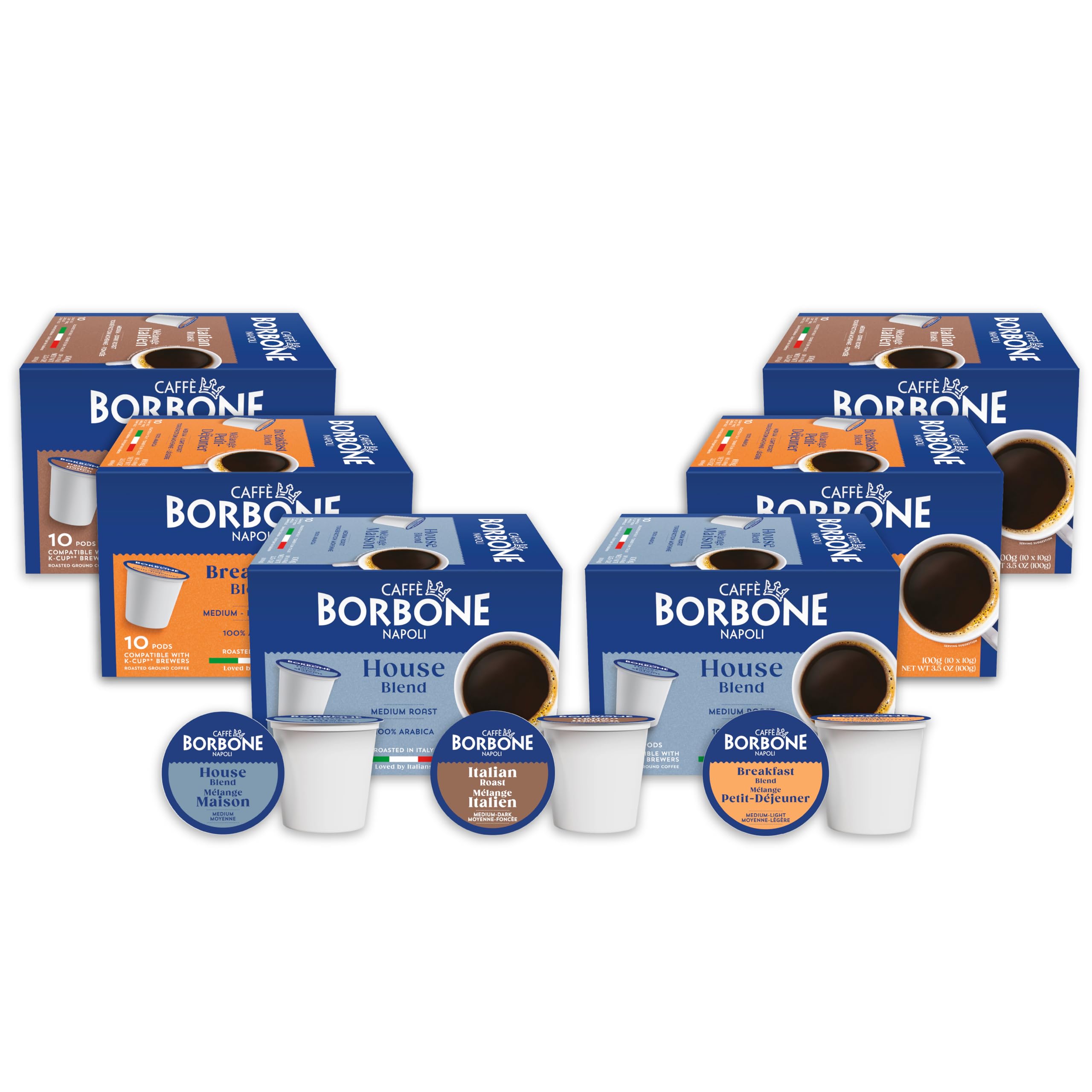 Caffè Borbone Italian Roast Coffee (60 Count) – Medium Dark Roast, Arabica & Robusta Blend, Roasted in Italy for a Bold, Smooth Taste – Single Serve Coffee Pods Compatible with K-Cup Brewers